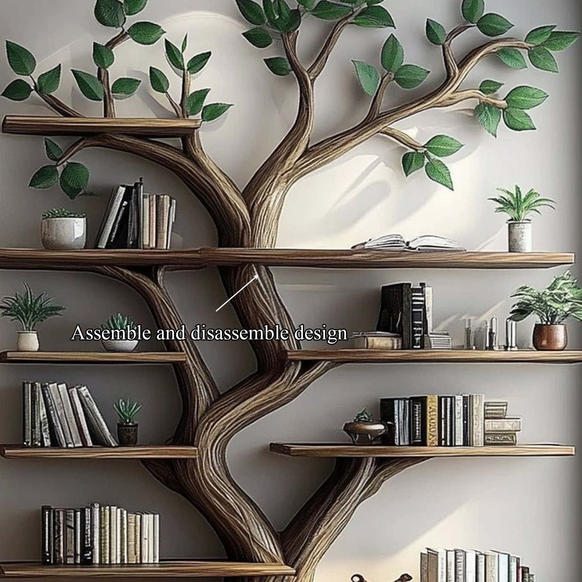 Rustic Organic Tree Branch Bookshelf Living Room Decor SINLKITB526