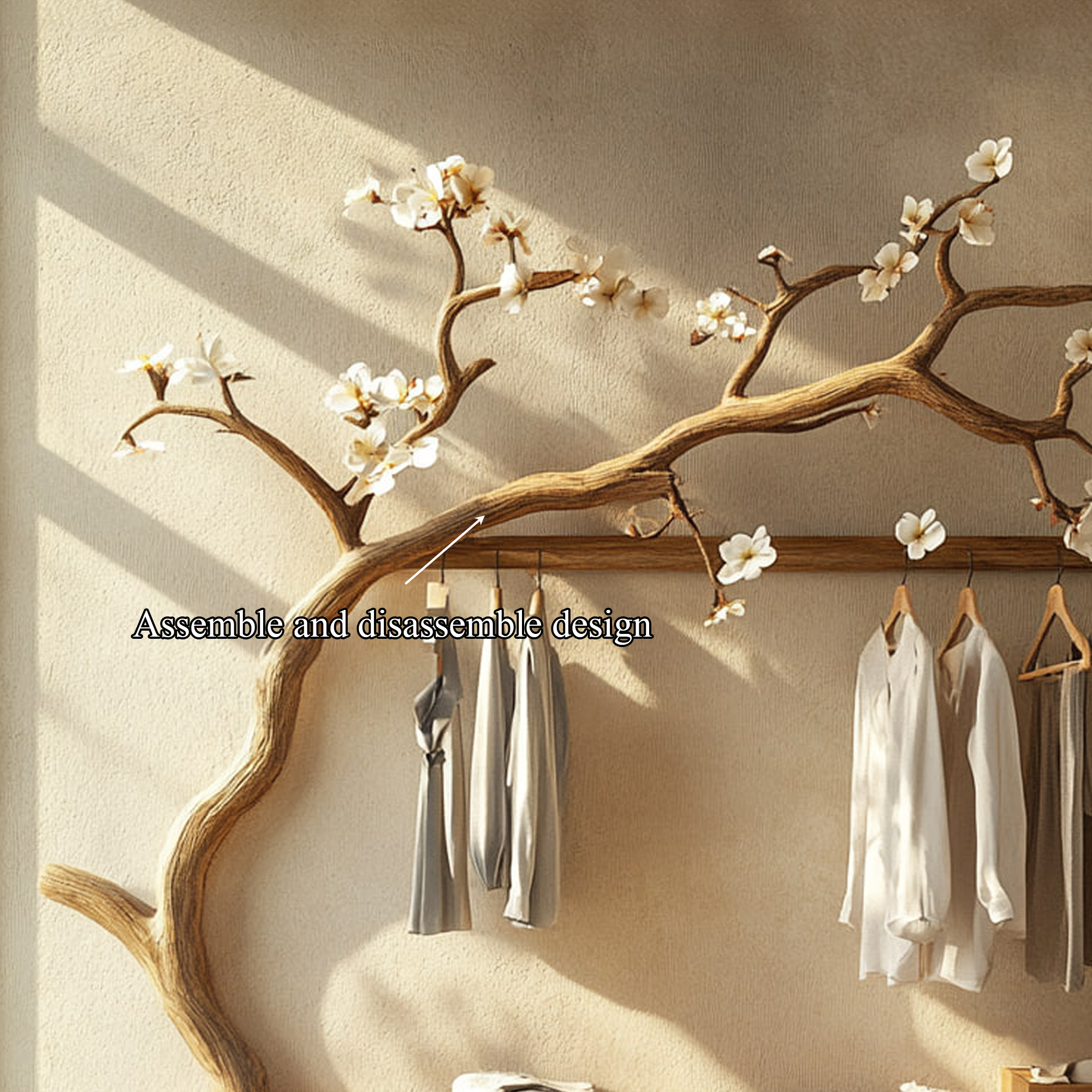 Scandinavian Tree Wardrobe Solid Wood Handcrafted Bedroom Organizer SINLKITCR061