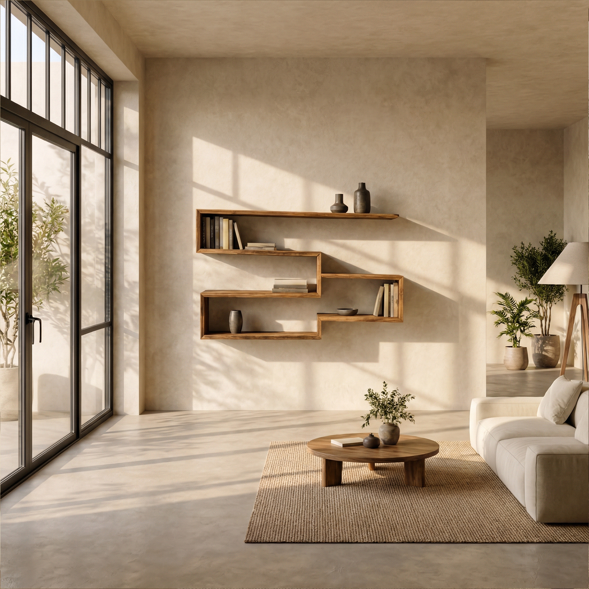 Modern Geometric Floating Wall Shelf Wood Modular Display System SINLKIFL480
