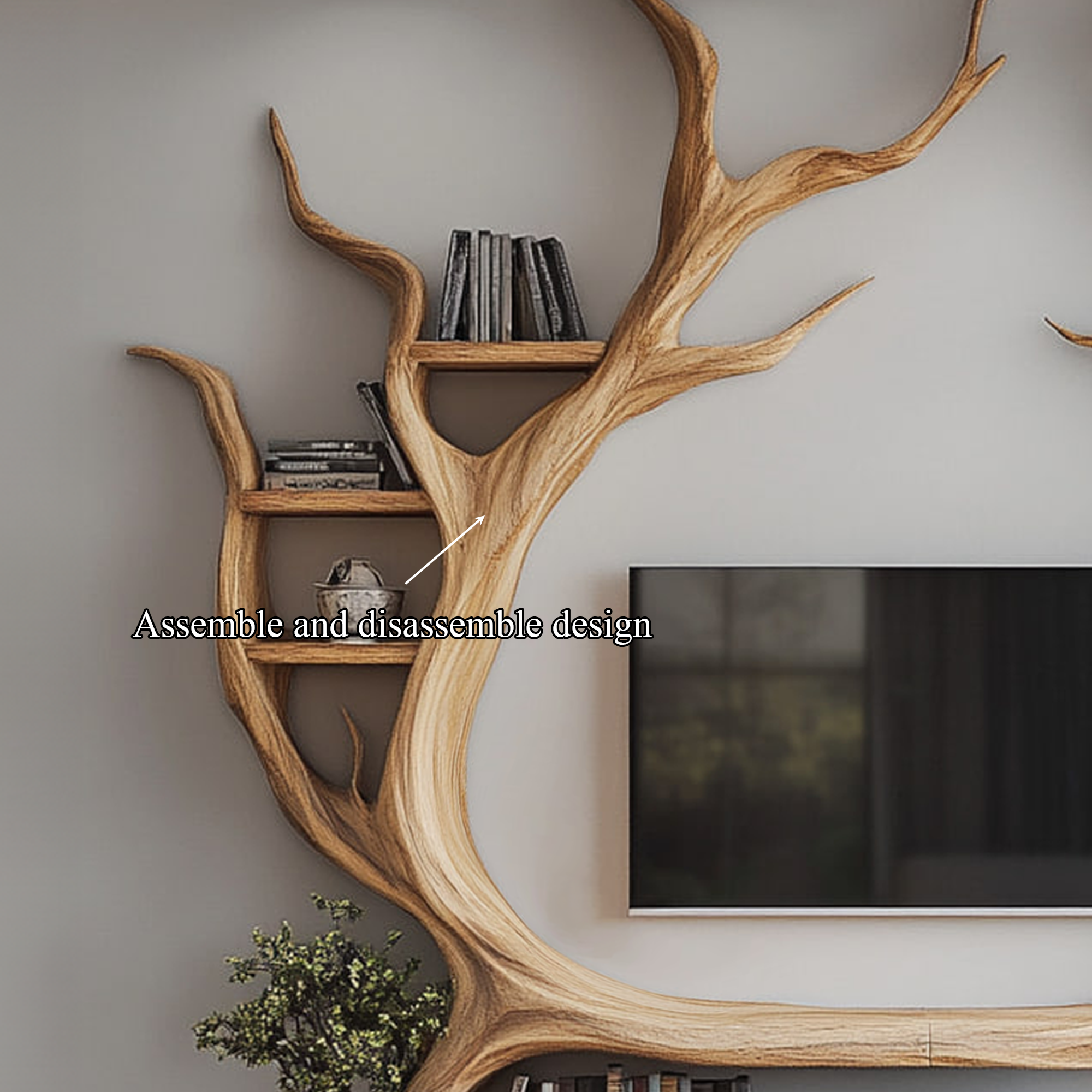 Custom Tree Bookcase Cabinet TV Solid Wood Gitf SINLKITB344
