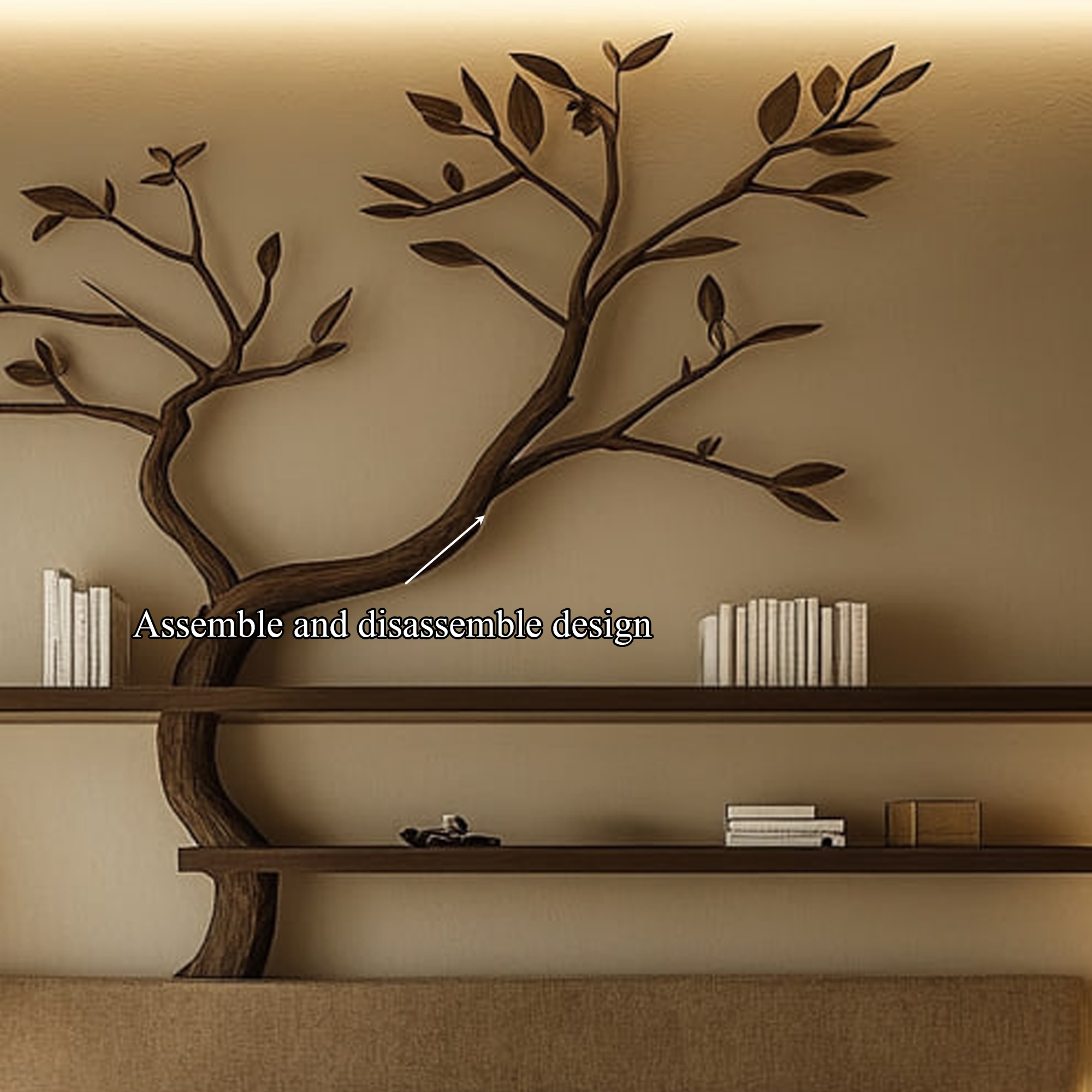 Mid Century Organic Tree Wall Shelf Bedroom SINLKITBS096