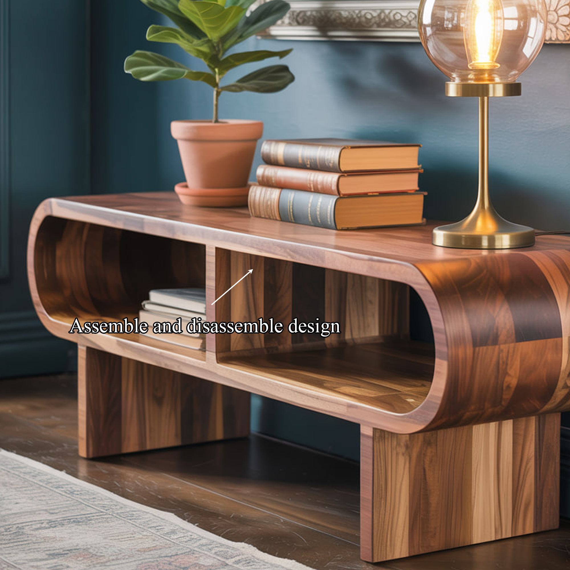 Organic Modern Rounded Wood Cabinet Living Room Or Bedroom SINLKISC285