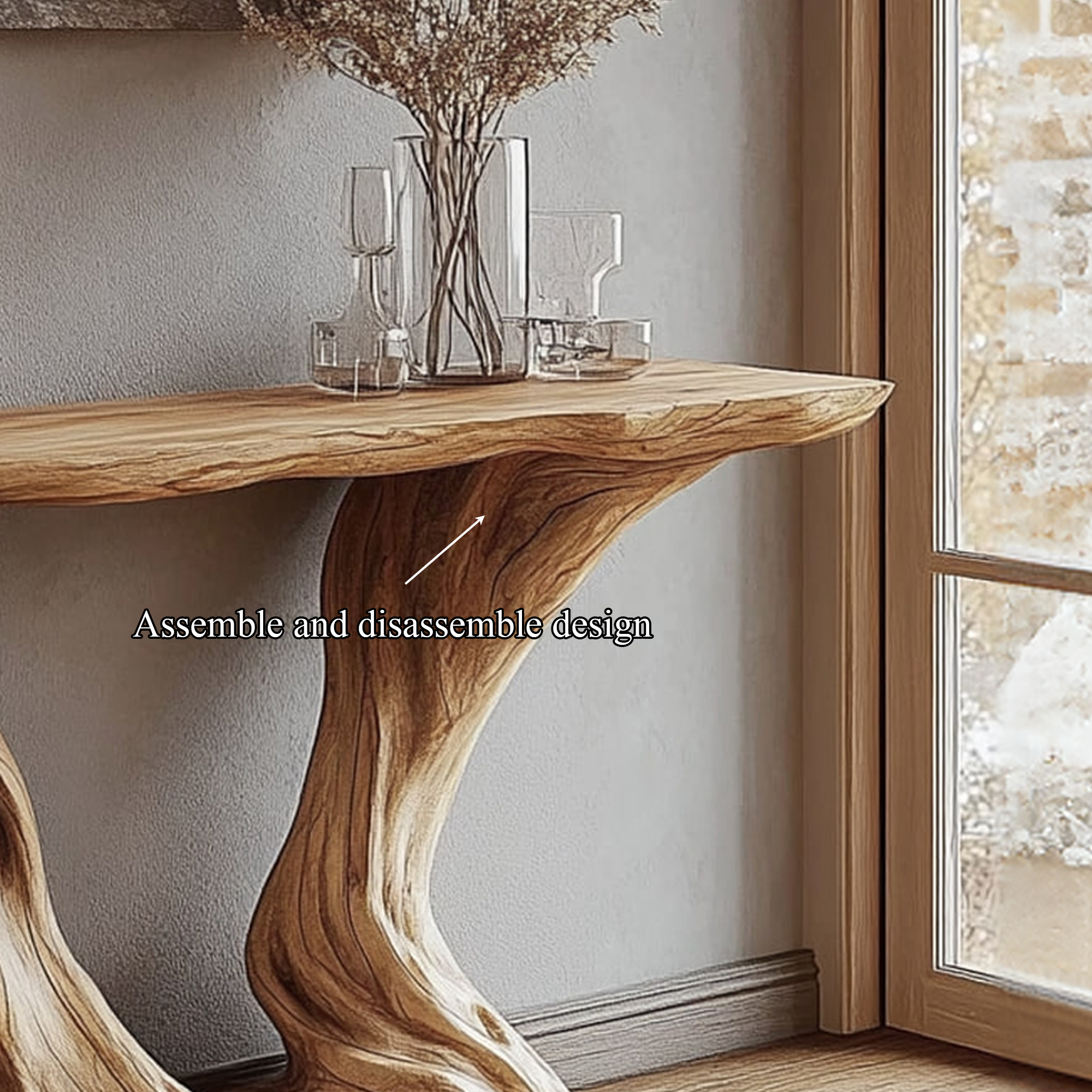 MidCentury Console Table Sculptural Hourglass Base Luxury Foyer SINLKICS349