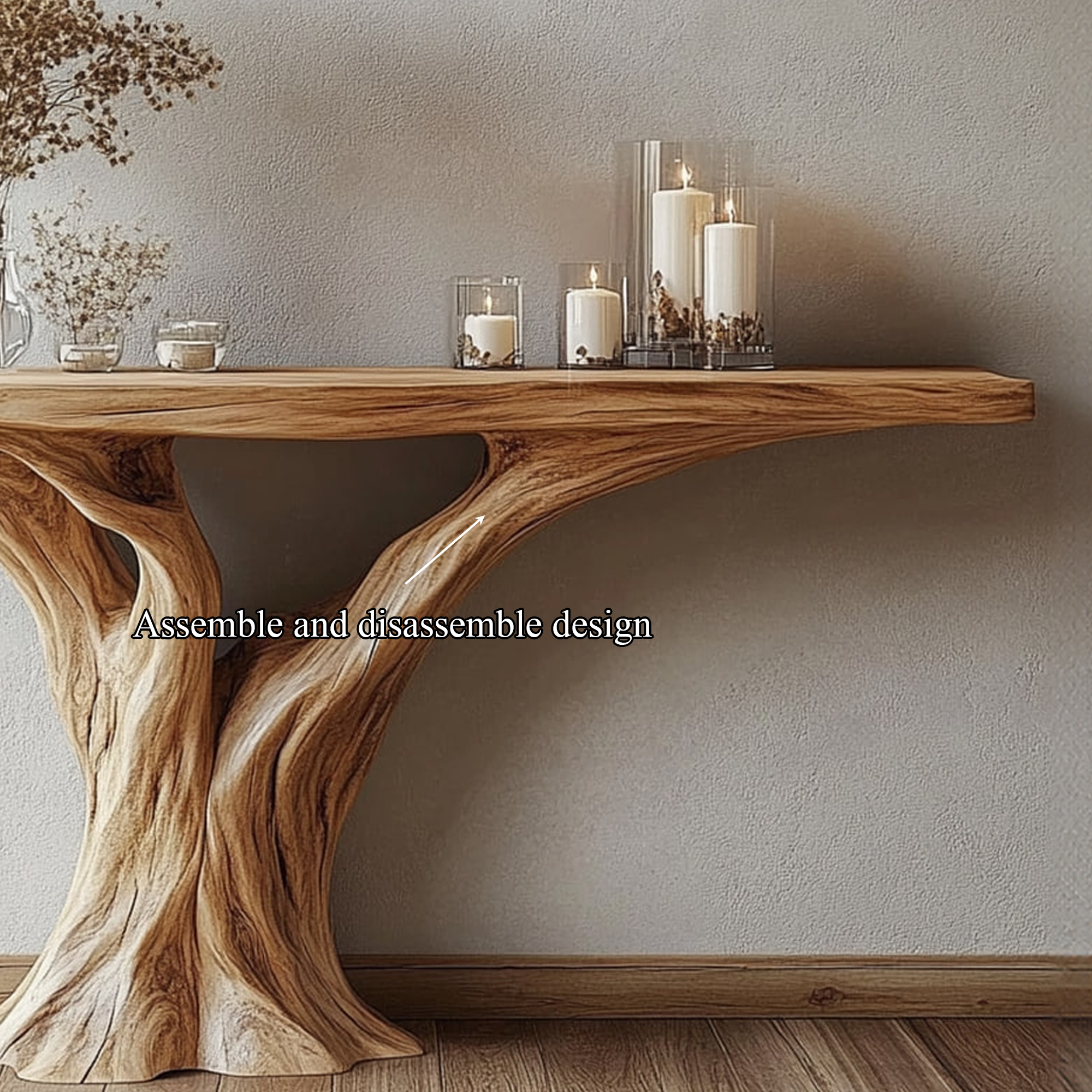 Live Edge Solid Wood Console Table Handmade Natural Style For Living Room SINLKICS351