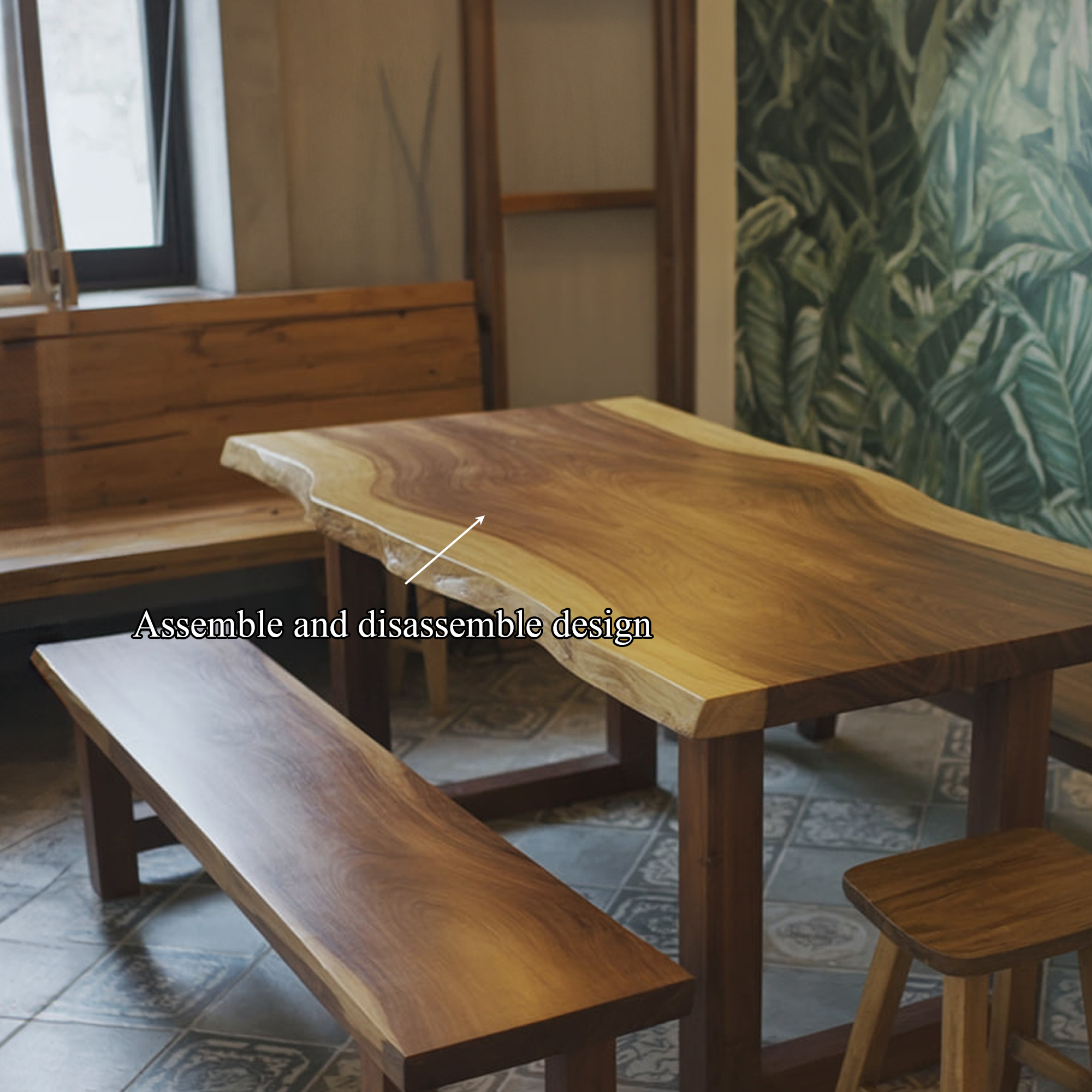 Nature Inspired Live Edge Dining Table Handmade SINLKIDT134