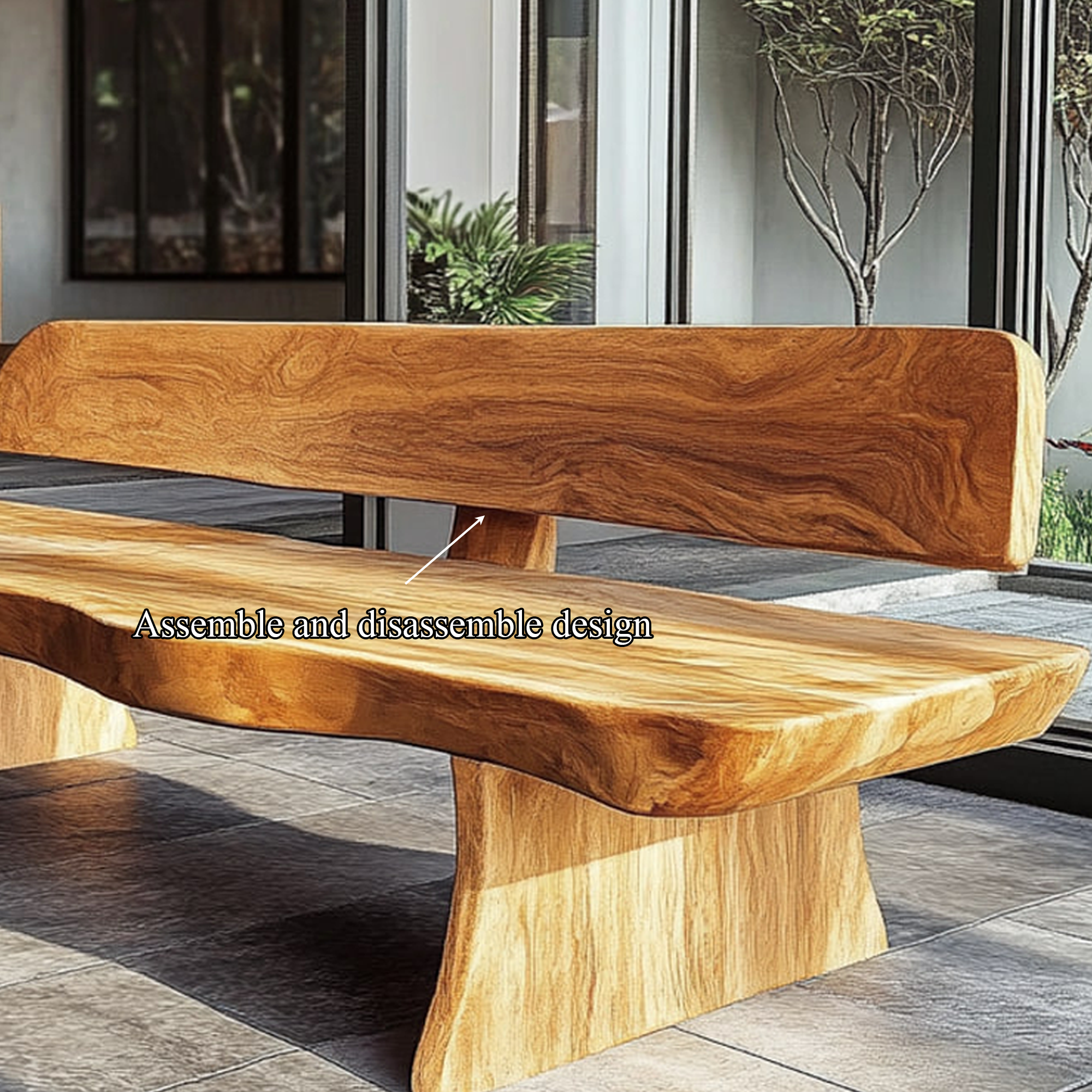 Modern Rustic Wood Bench Patio Indoor Outdoor SINLKIRS045