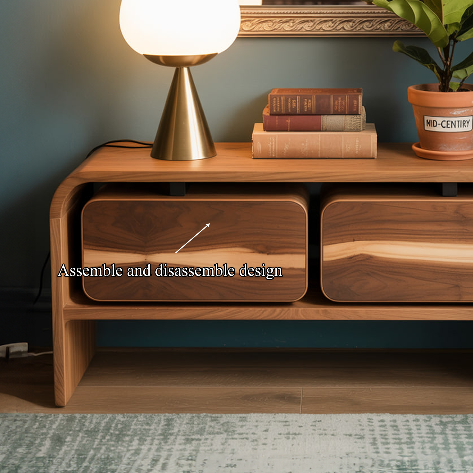 Handcrafted Solid Wood Storage Console Modern Interior Living Room SINLKISC276