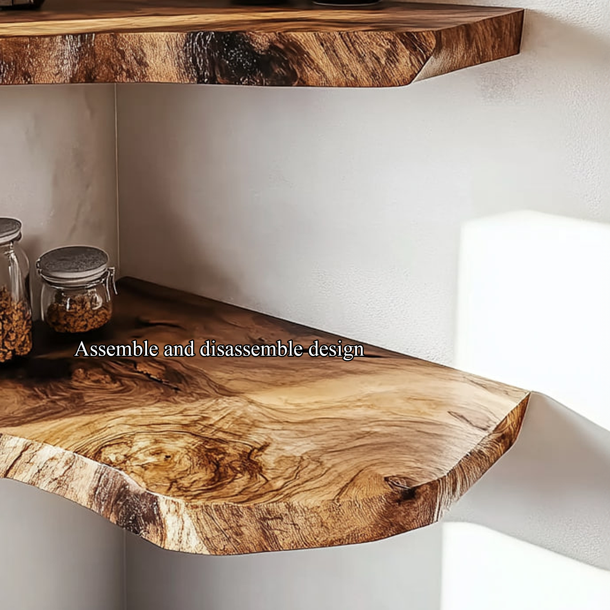 Rustic Handcrafted Live Edge Corner Floating Shelves Wall Storage SINLKIFL219