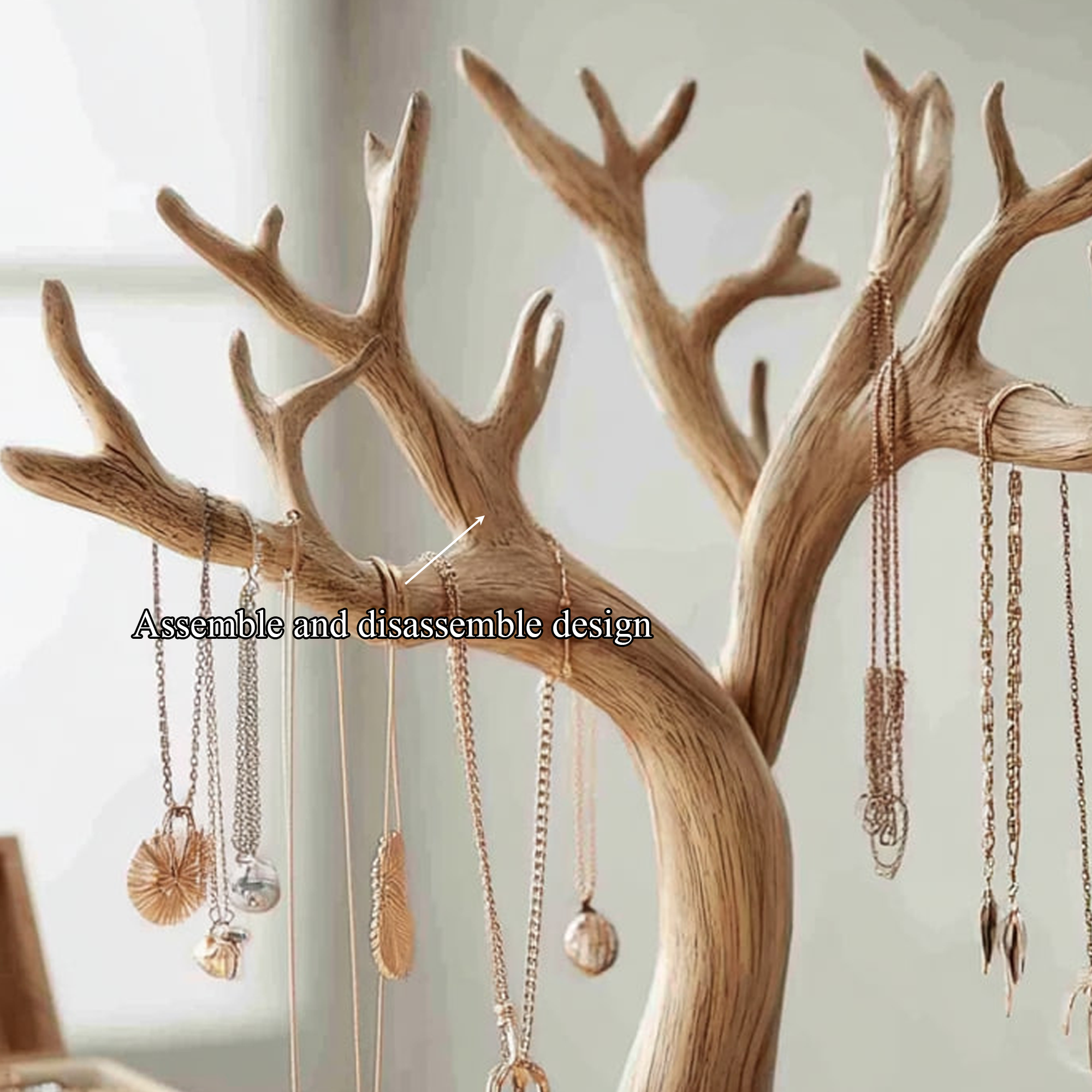 Organic Solid Wood Jewelry Tree Organizer Stand SINLKITJR002
