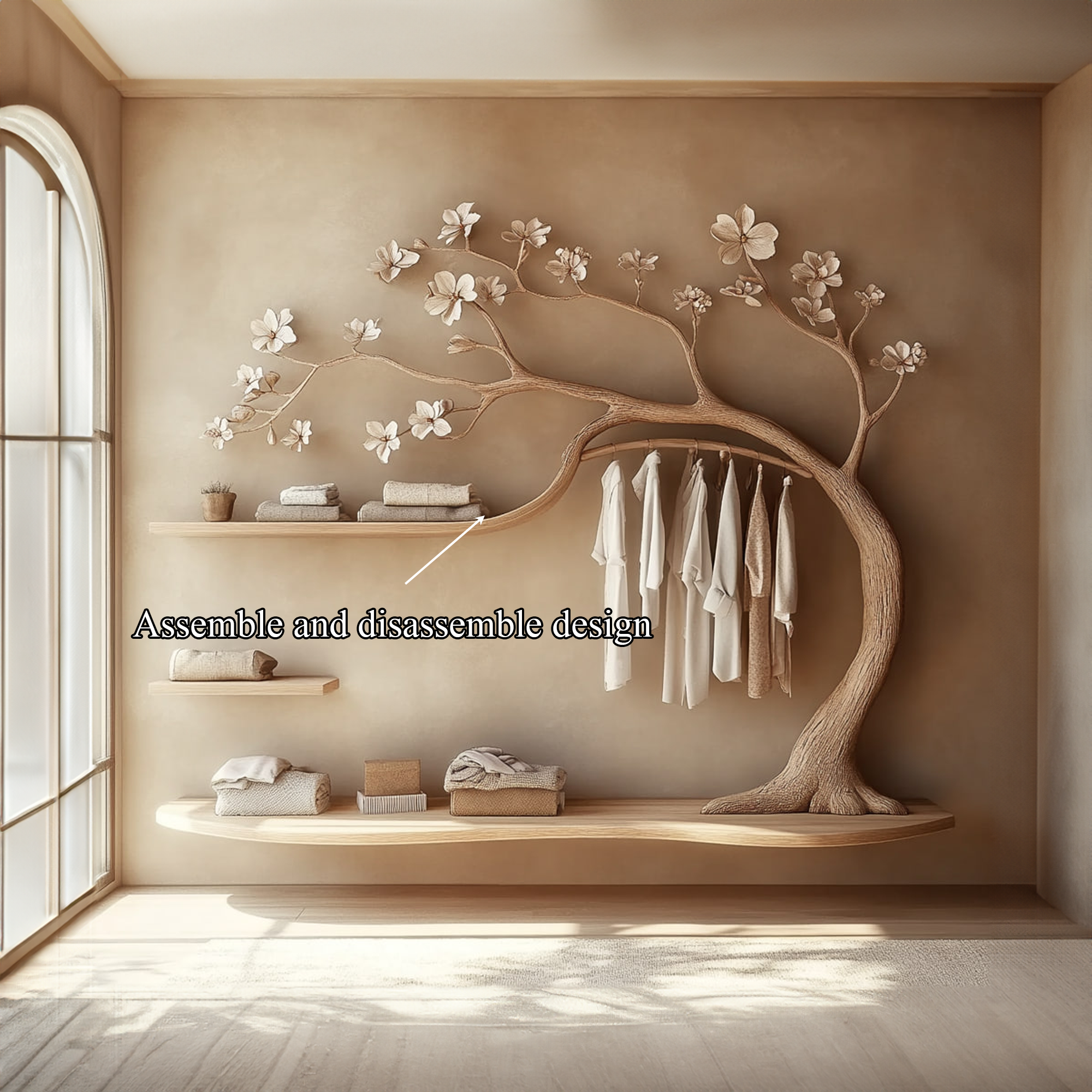 Rustic Tree Wardrobe Solid Wood Handcrafted Bedroom Storage SINLKITCR065