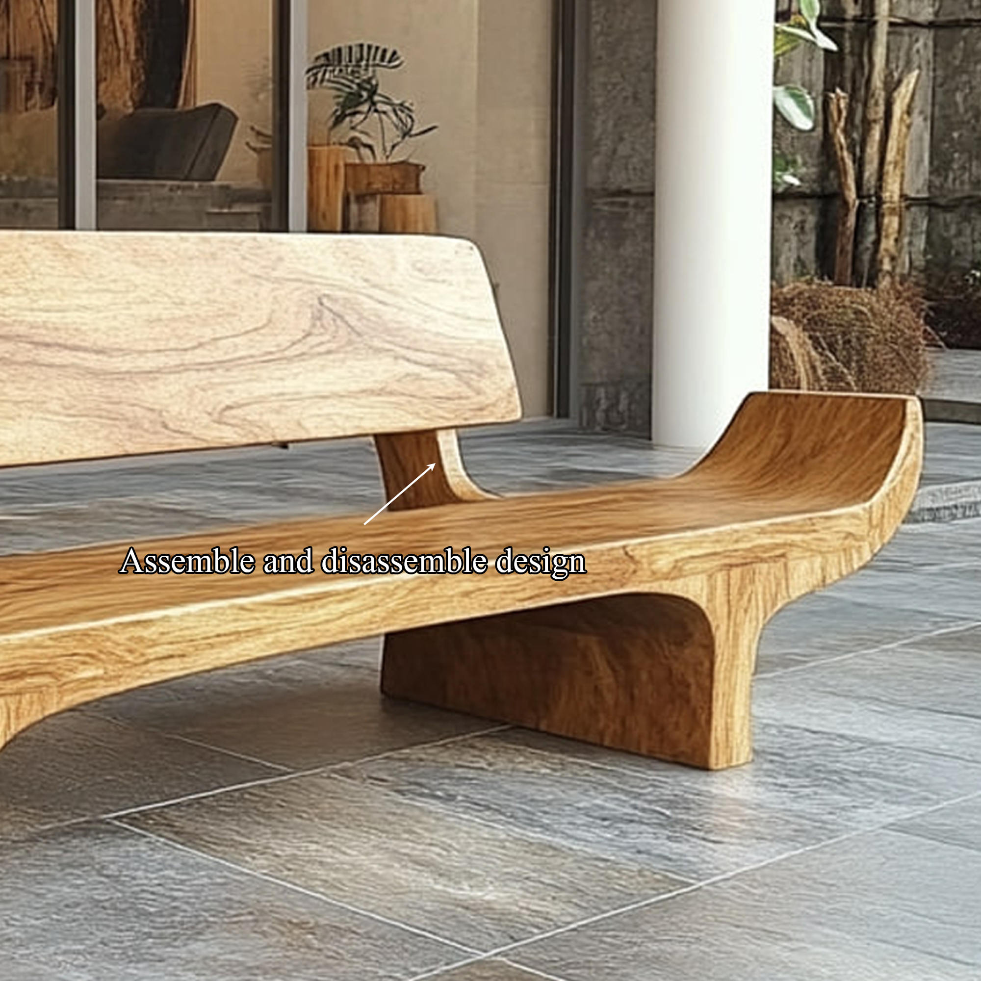 Rustic Solid Form Bench For Hallway And Living Room SINLKIRS051