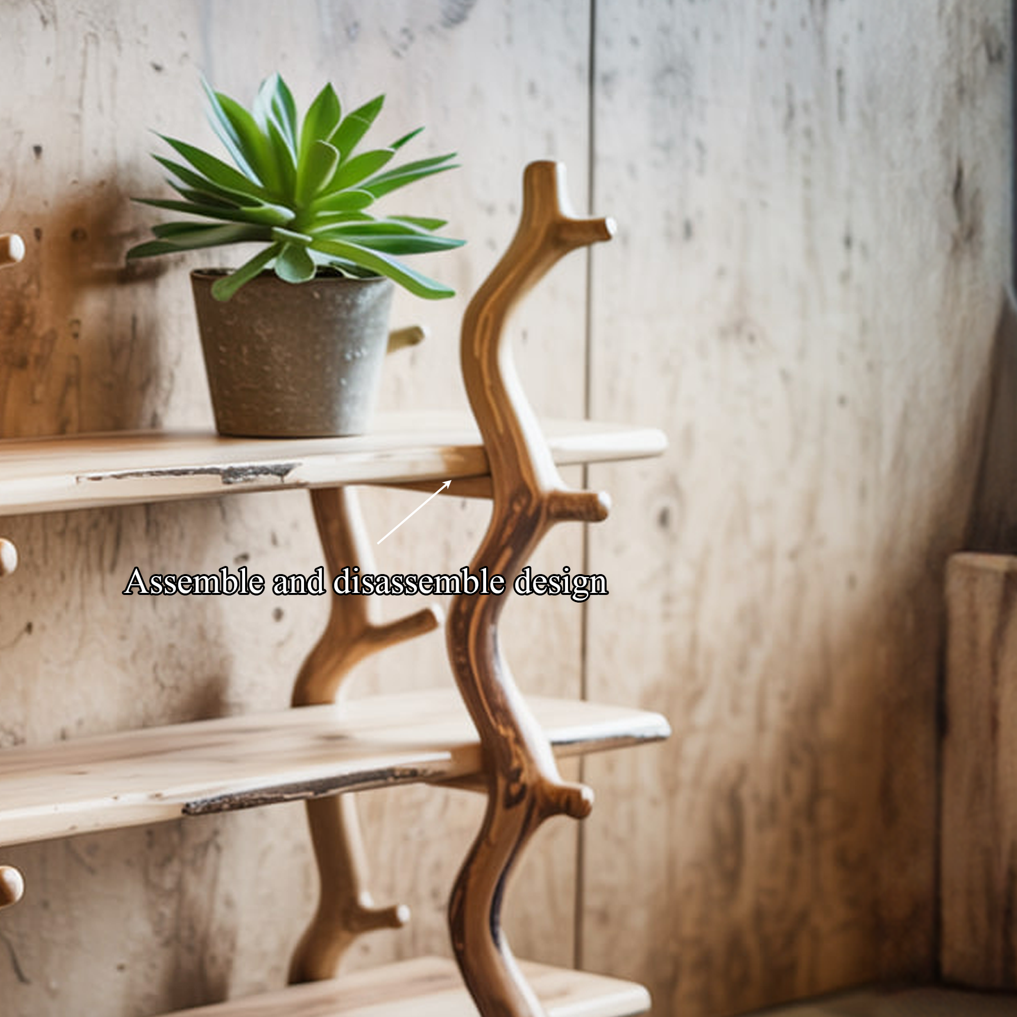 Rustic Wooden Branch Shelf Display Living Room Or Entryway SINLKISC272