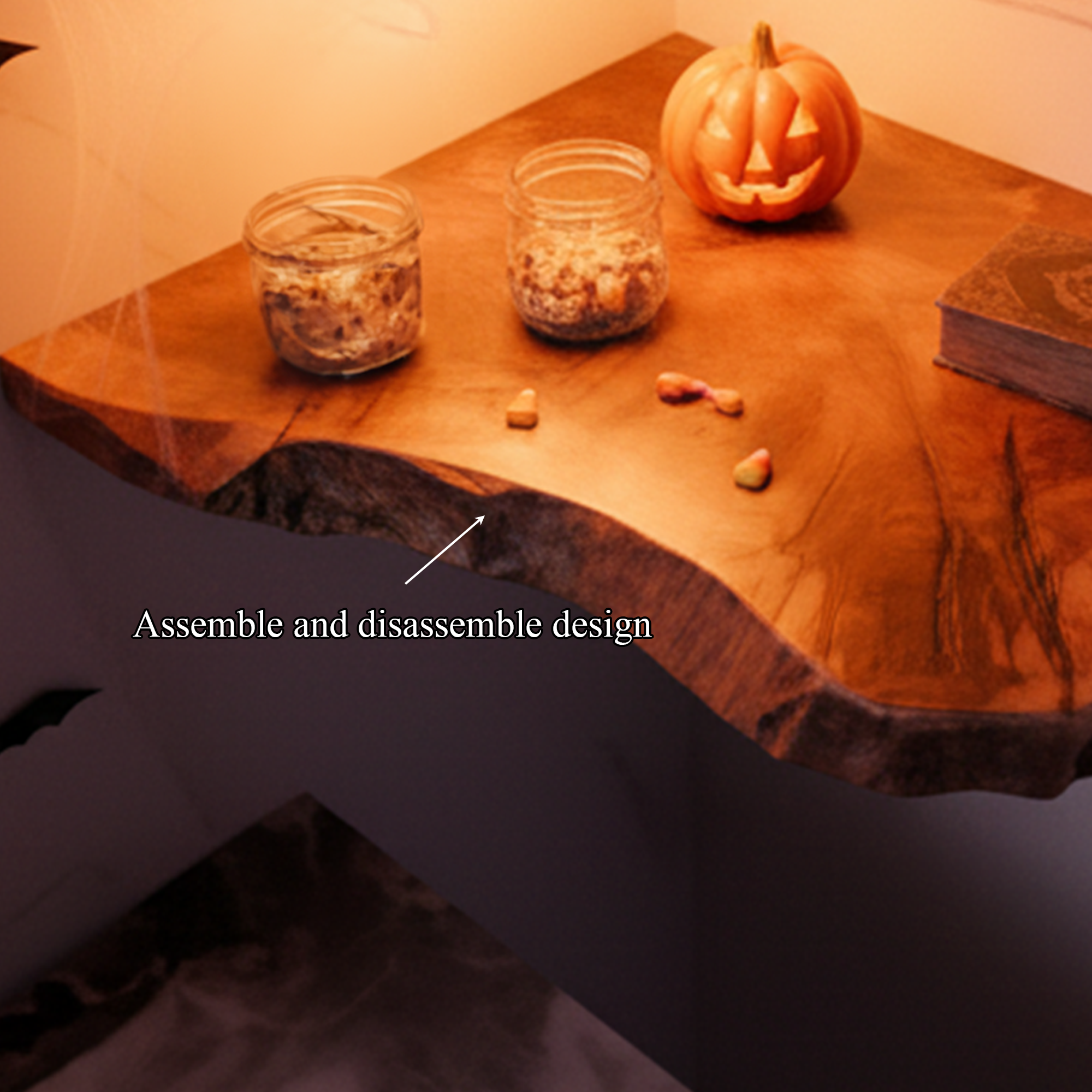 Rustic Halloween Farmhouse Floating Wall Shelf Home Decor SINLKIHW039