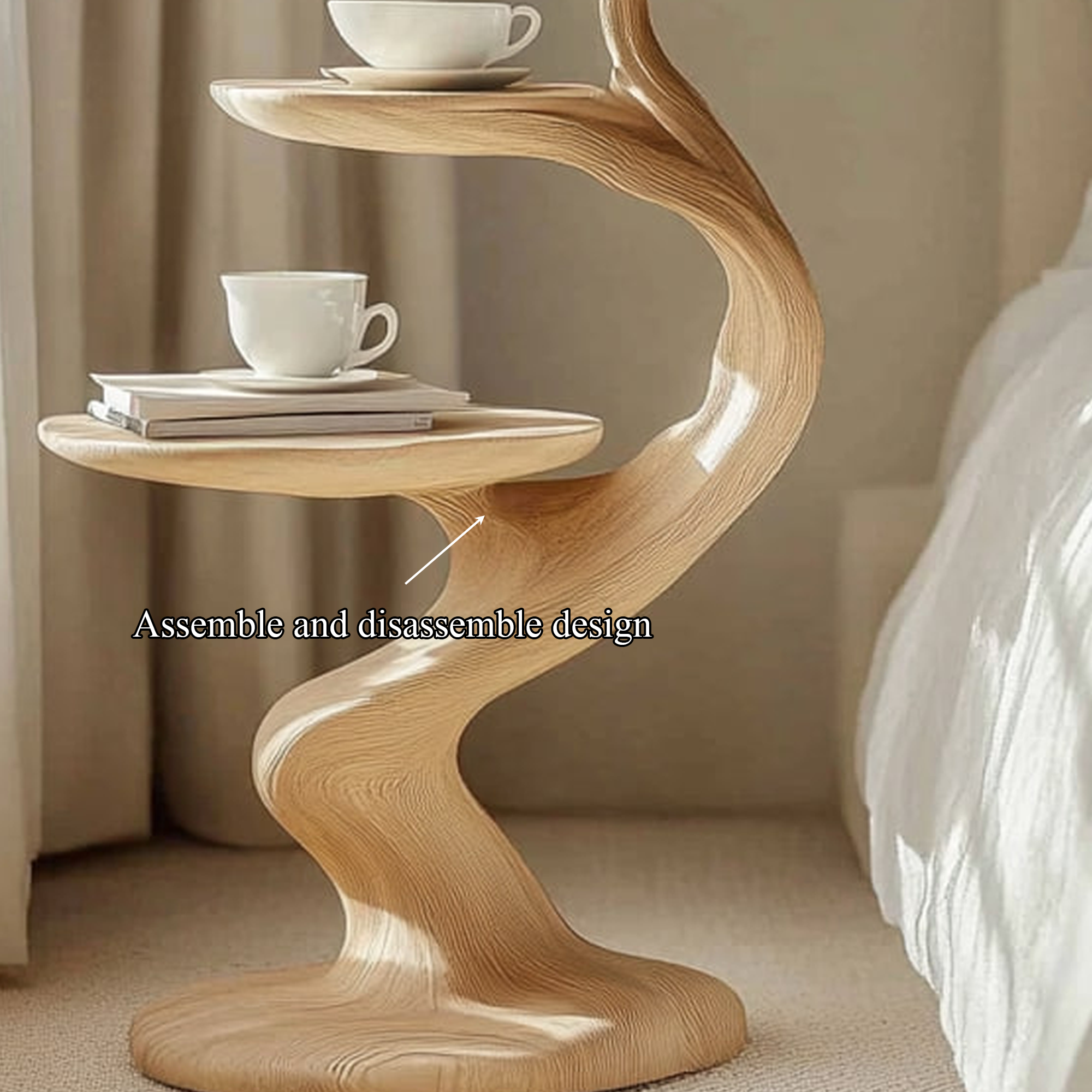 Rustic Tree Shape Side Table Bedroom Decor SINLKIBT155