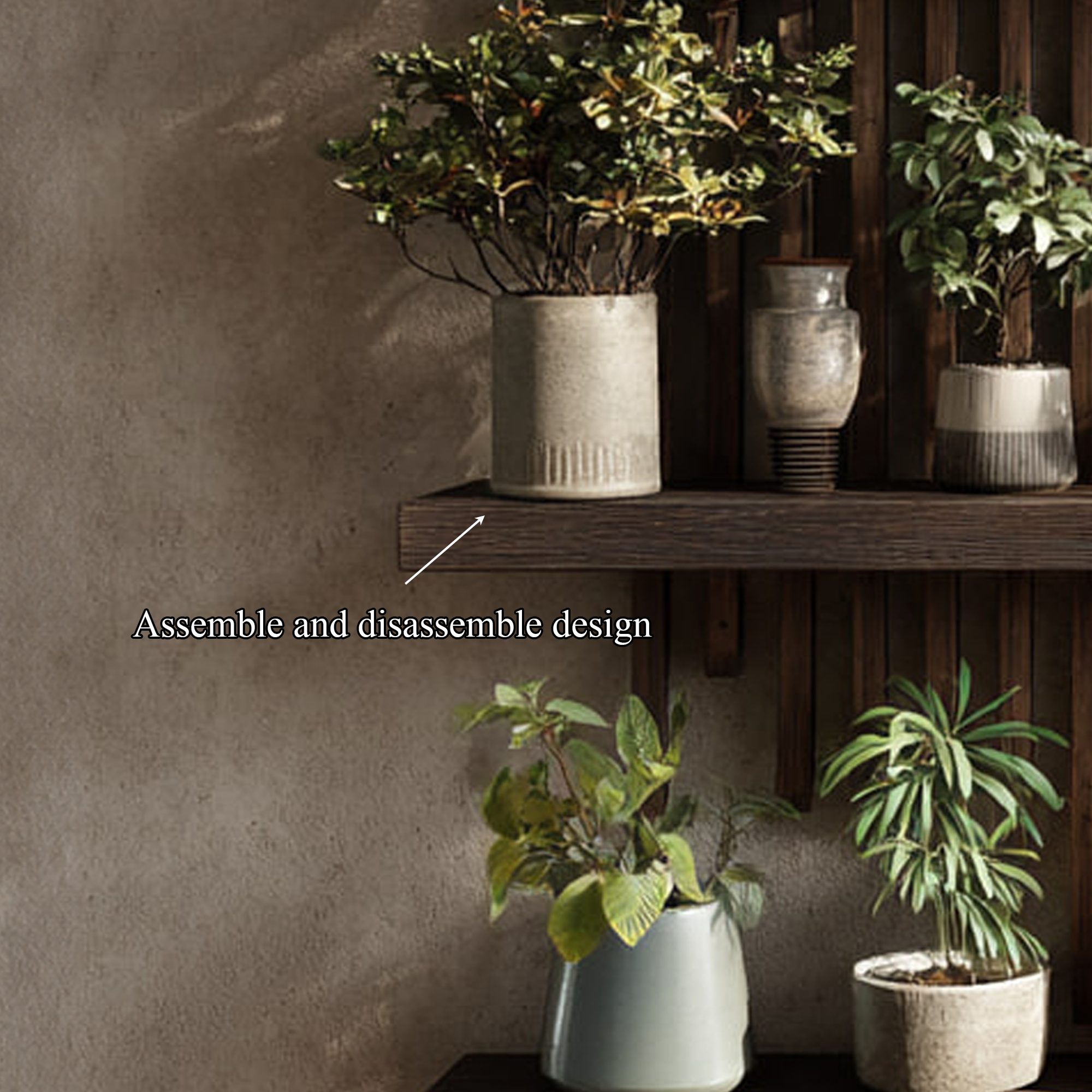 Rustic Modern Wooden Wall Shelf Plant Display Decor SINLKIFL228