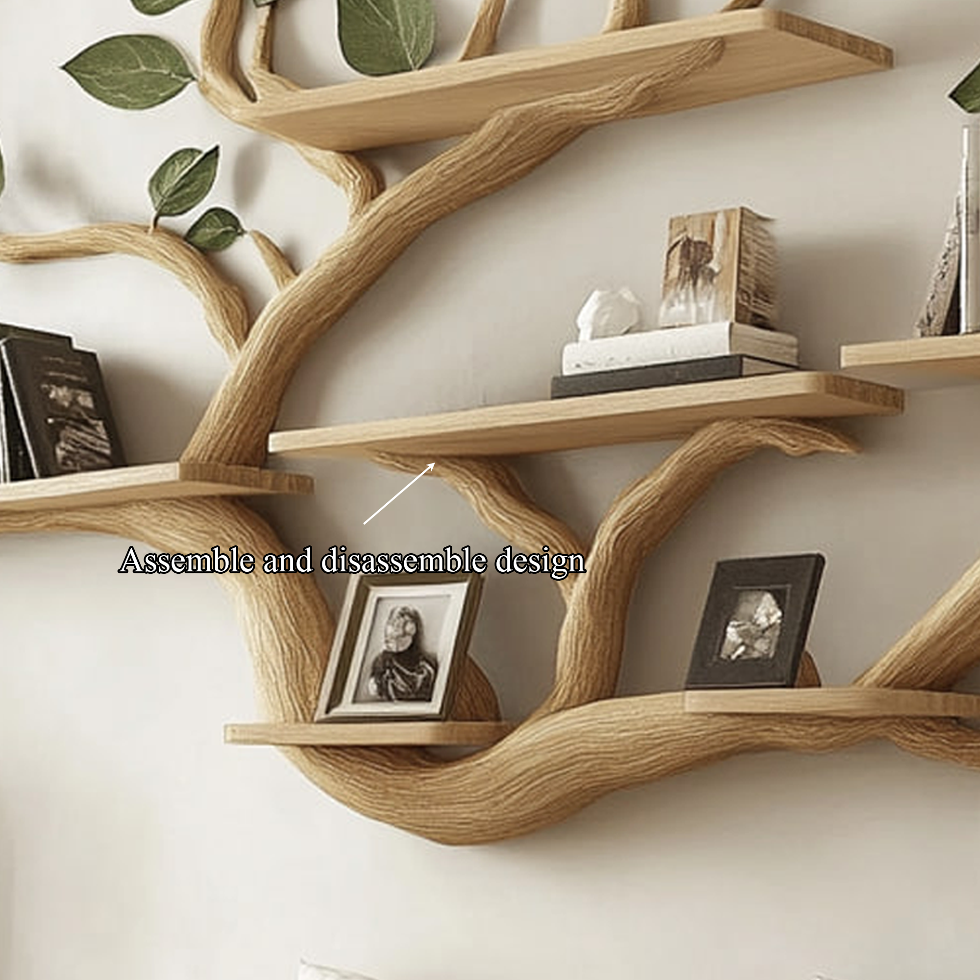 Rustic Tree Wall Shelf Artistic Bedroom Living SINLKITBS045