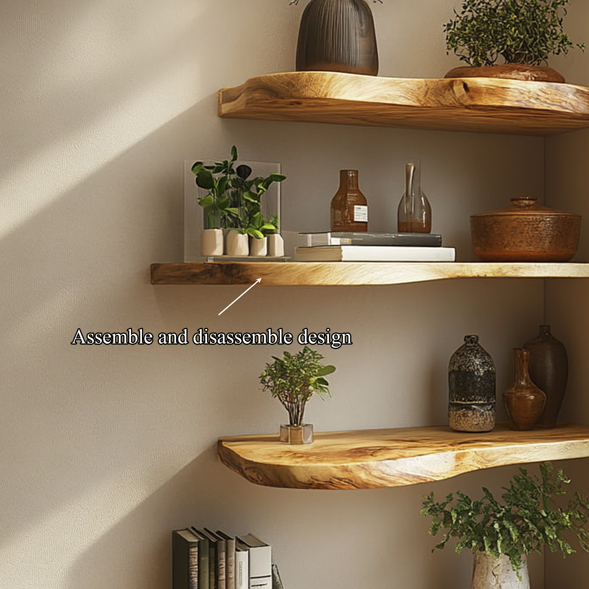 Rustic Live Edge Display Shelf Living Room Or Dining Room SINLKIFL259