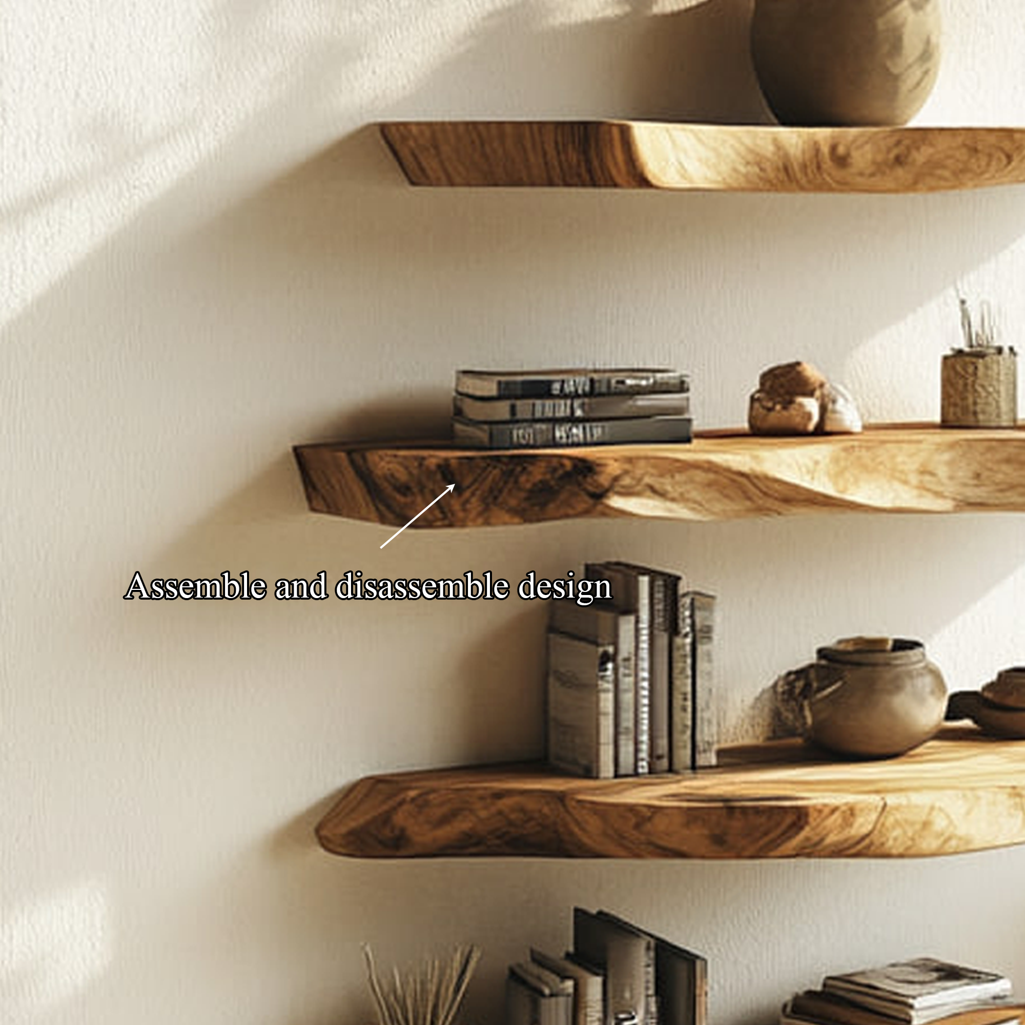 Rustic Live Edge Wall Mounted Shelf Living Room Or Kitchen SINLKIFL260