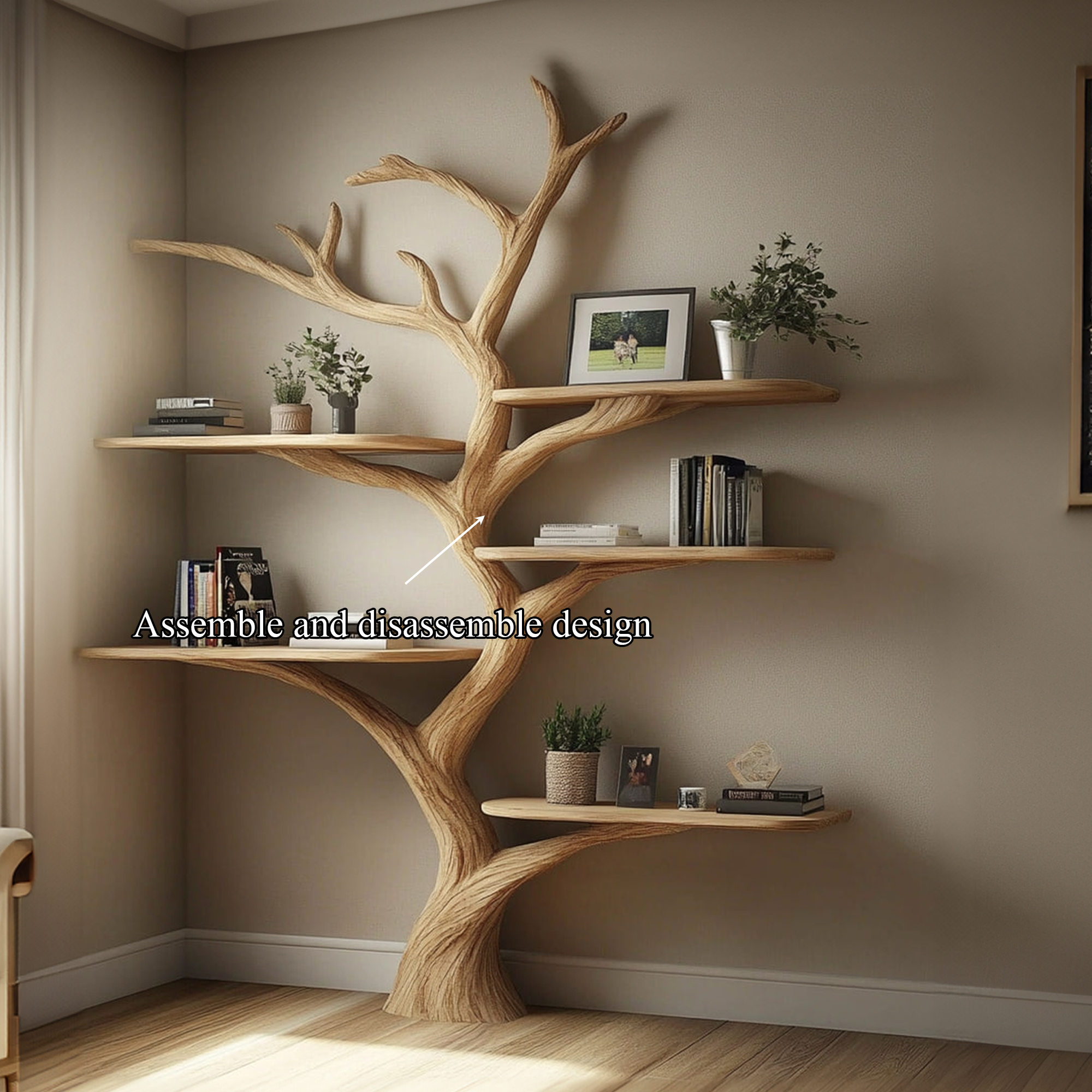 Rustic Organic Tree Wall Display Cozy Reading Space SINLKITB538