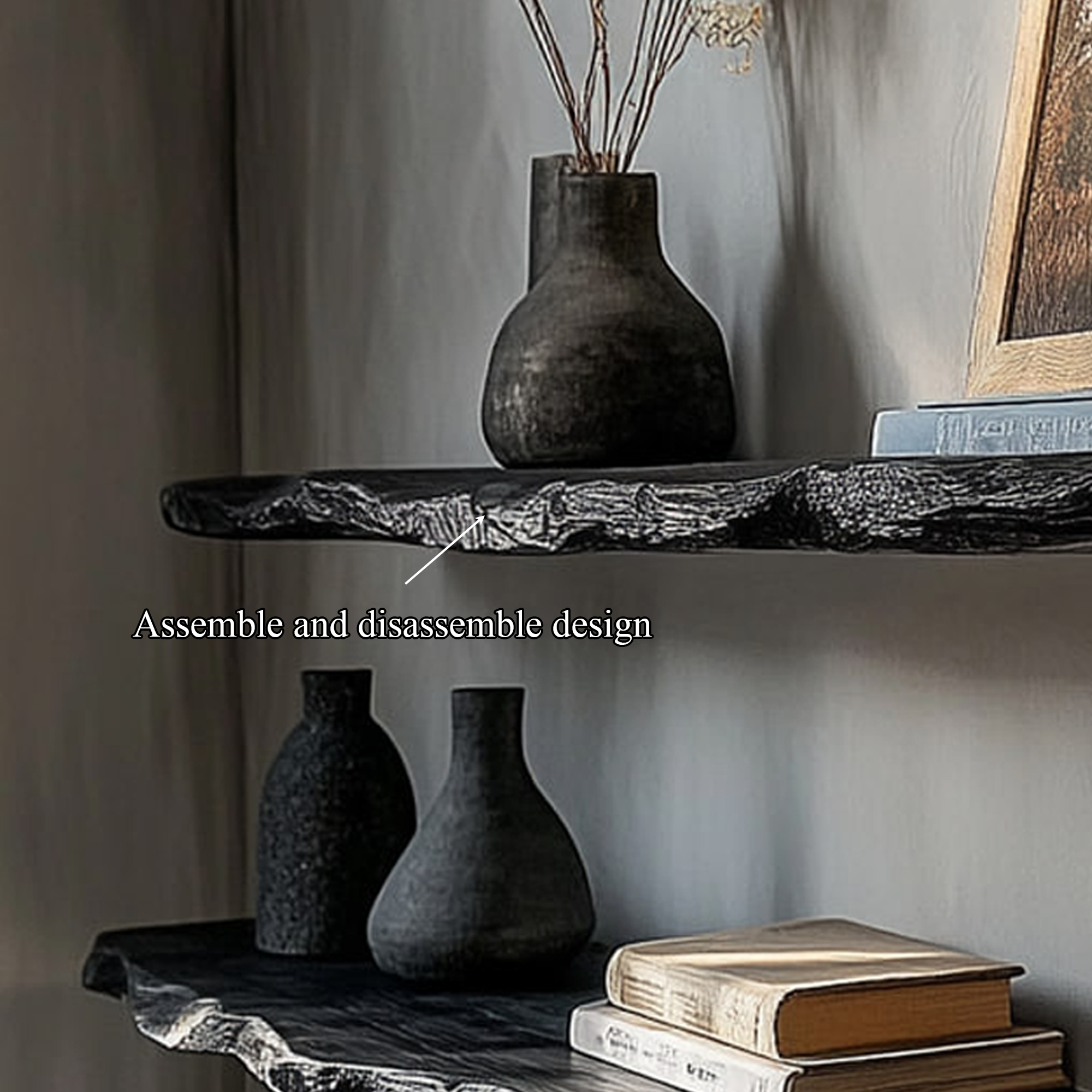 Rustic Modern Live Edge Wall Mounted Shelf Living Room Or Study Room SINLKIFL265