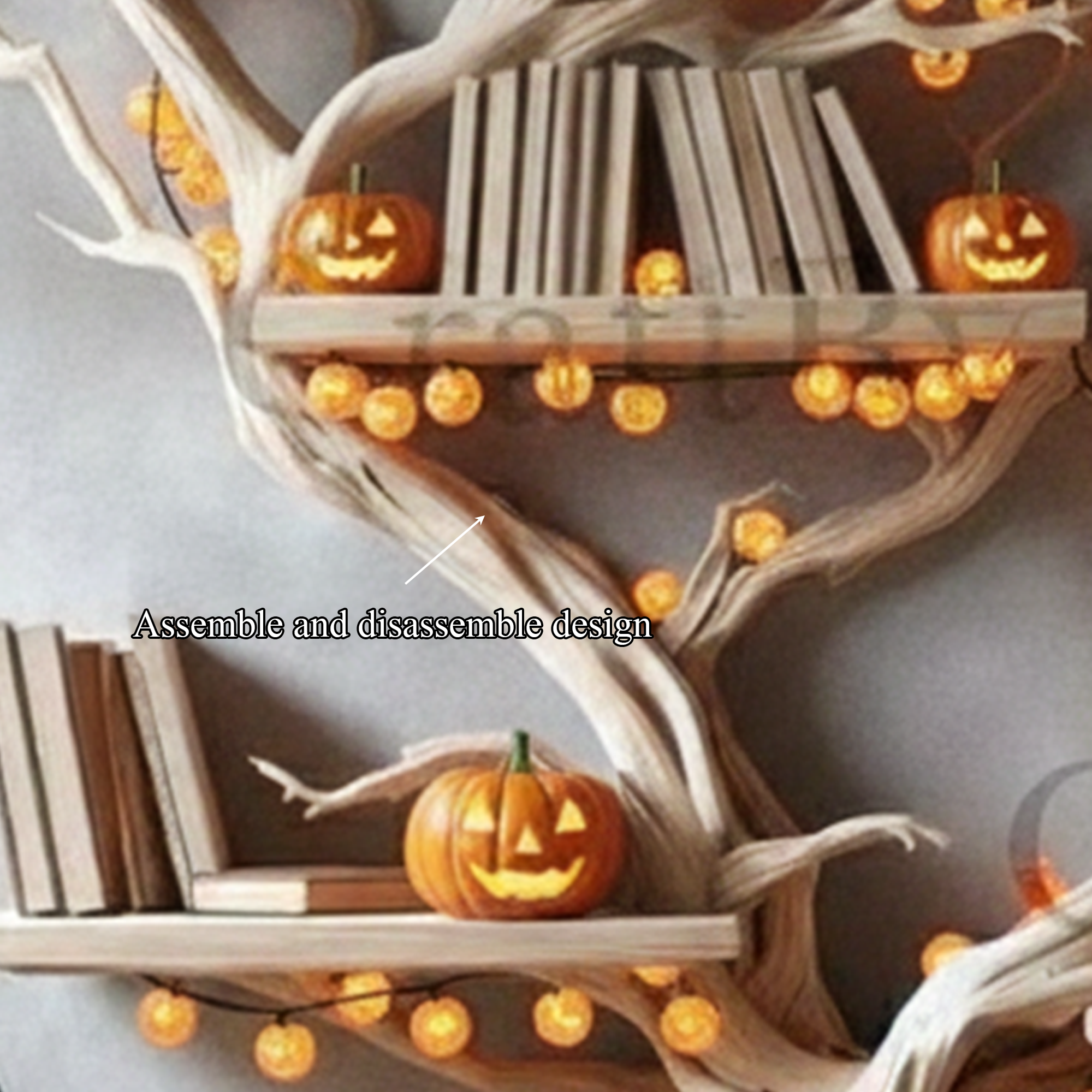 Rustic Tree Branch Bookshelf Halloween Wall Shelf Living Room Decor SINLKIHW050