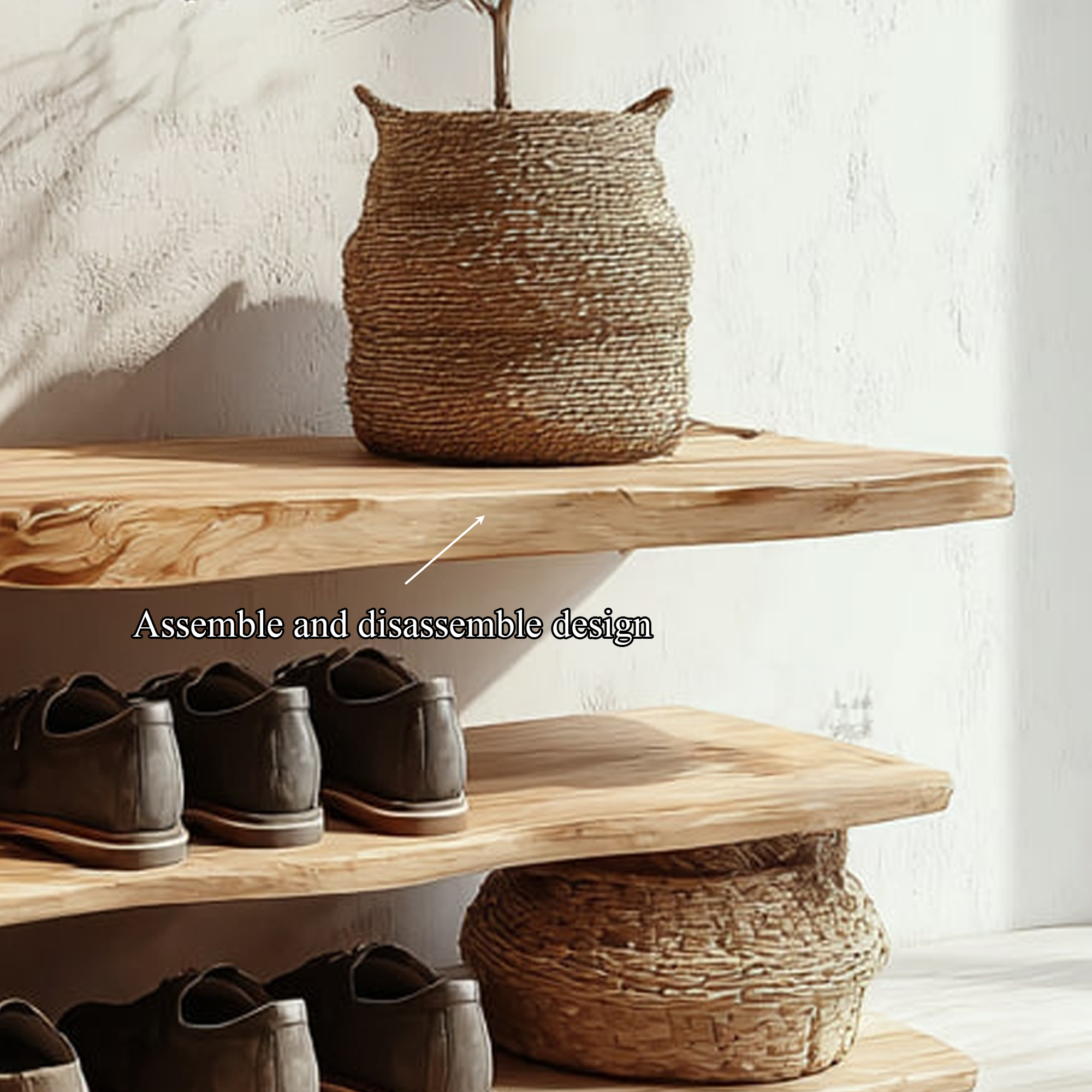 Mid Century Solid Wood Shoe Bench For Hallway SINLKISB059