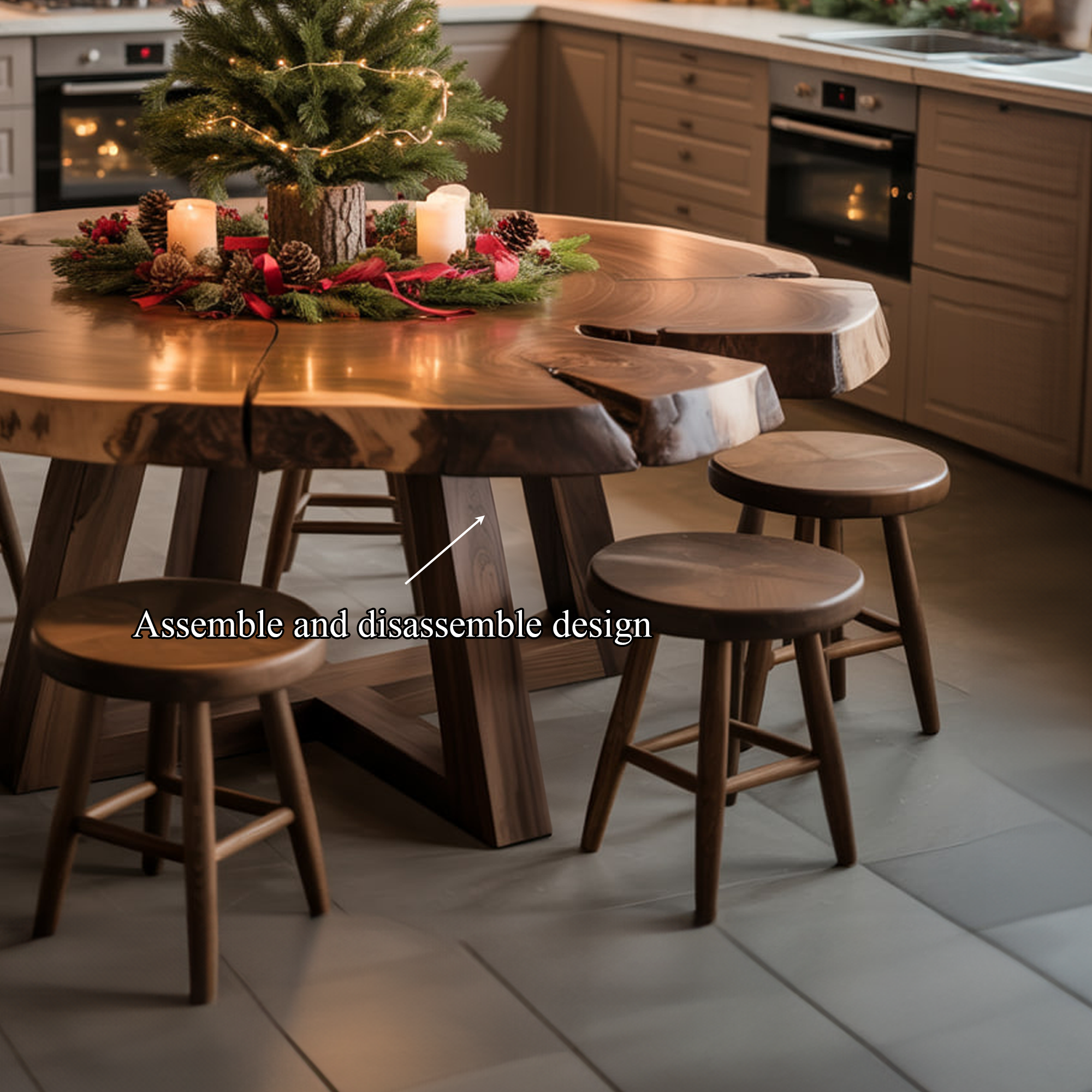 Rustic Dining Table Christmas Kitchen Display SINLKIDT141