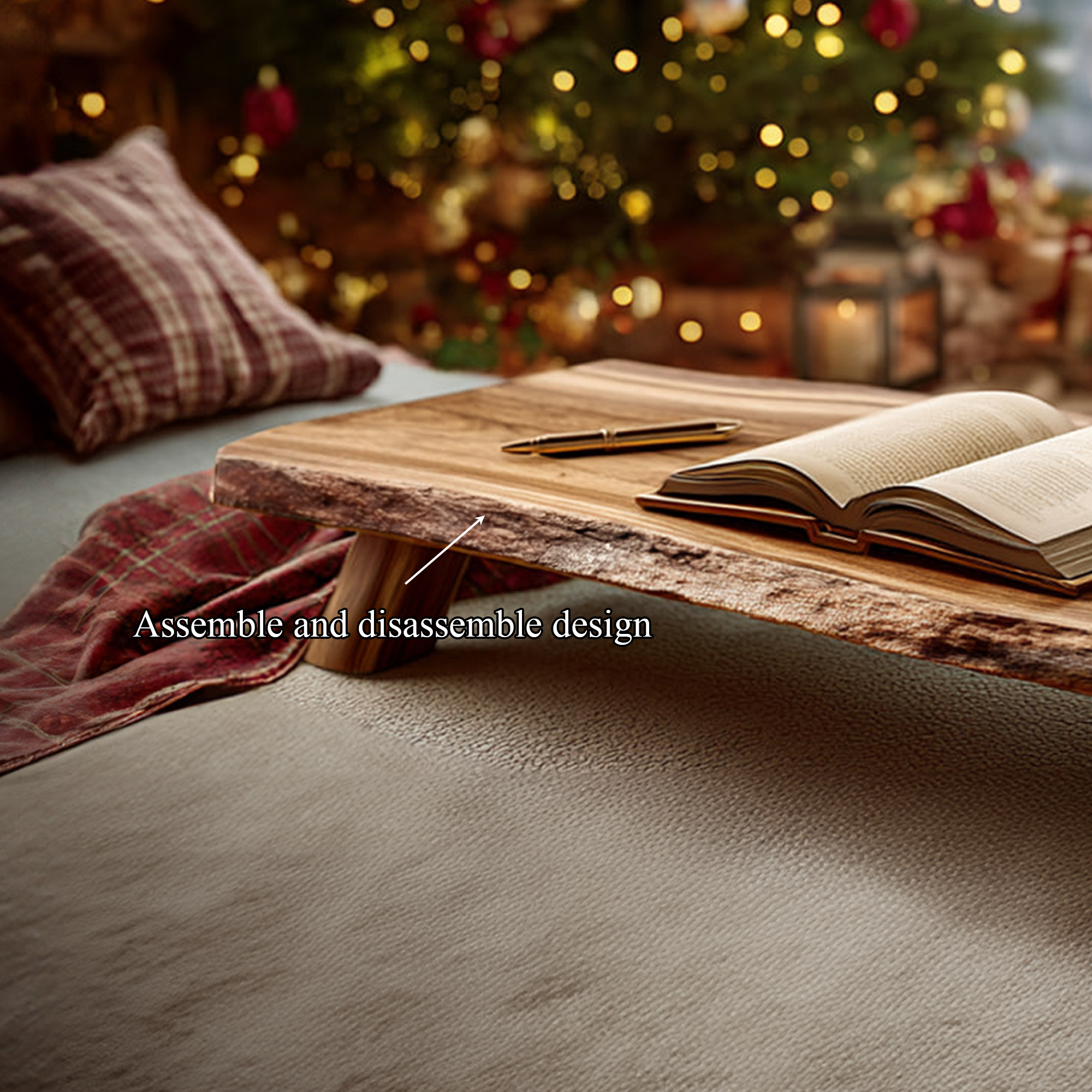 Rustic Live Edge Table Christmas Cozy Bedroom Arrangement SINLKIDK065