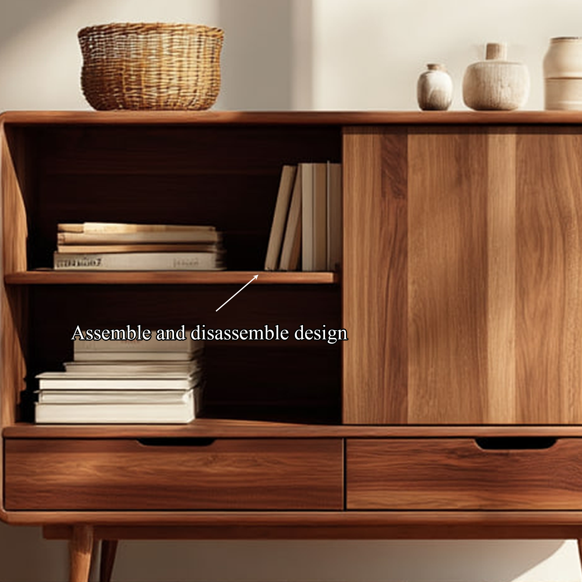 Mid Century Wooden Storage Cabinet Living Room Or Entryway SINLKISC249