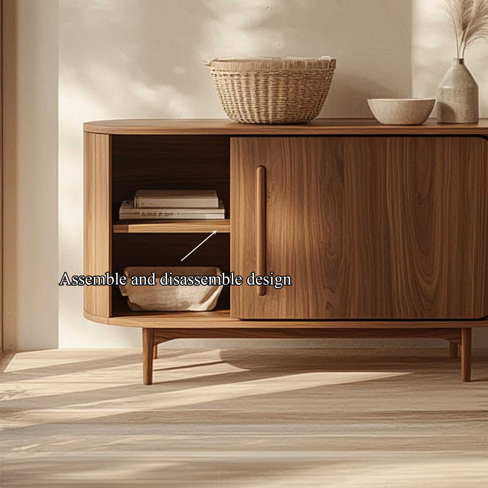 Mid Century Wooden Side Cabinet Dining Room Or Living Room SINLKISC250