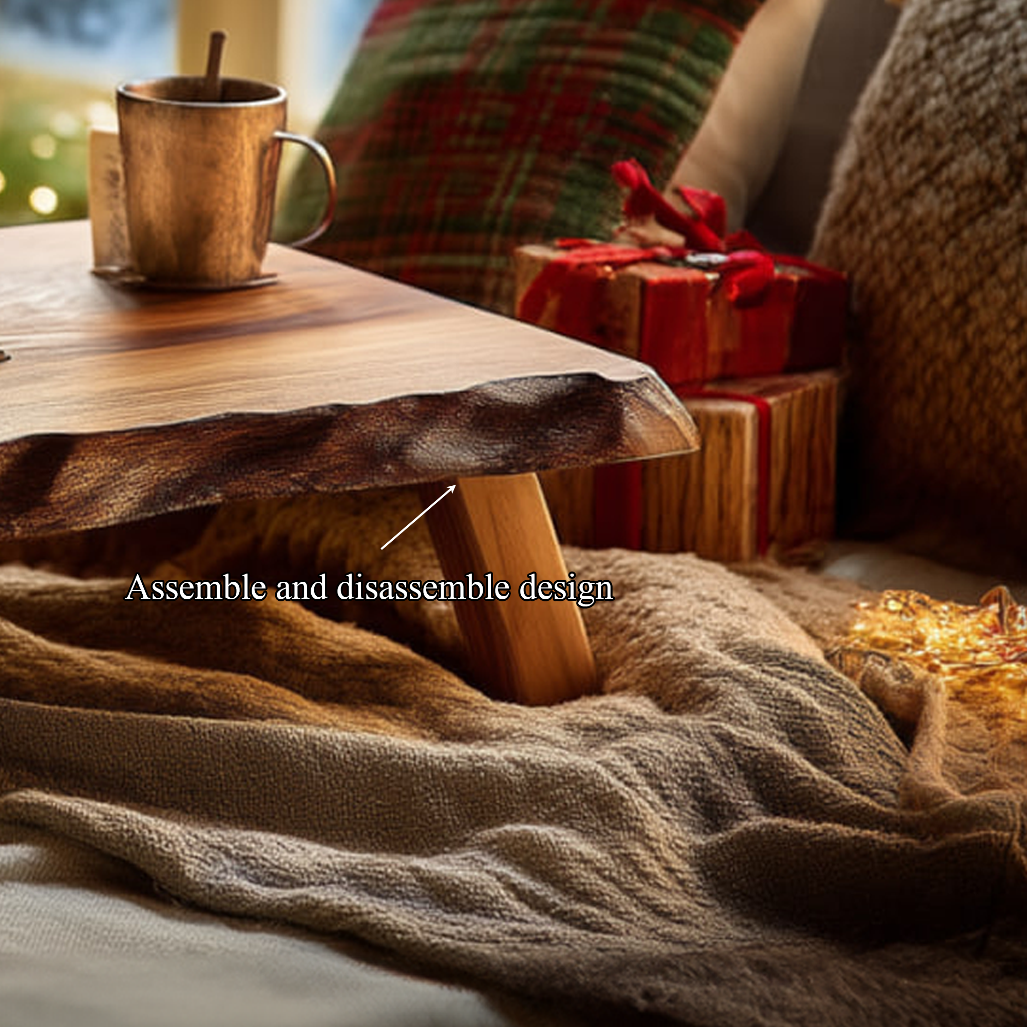 Rustic Rustic Bed Table Christmas Holiday Natural Home Decor SINLKIDK066