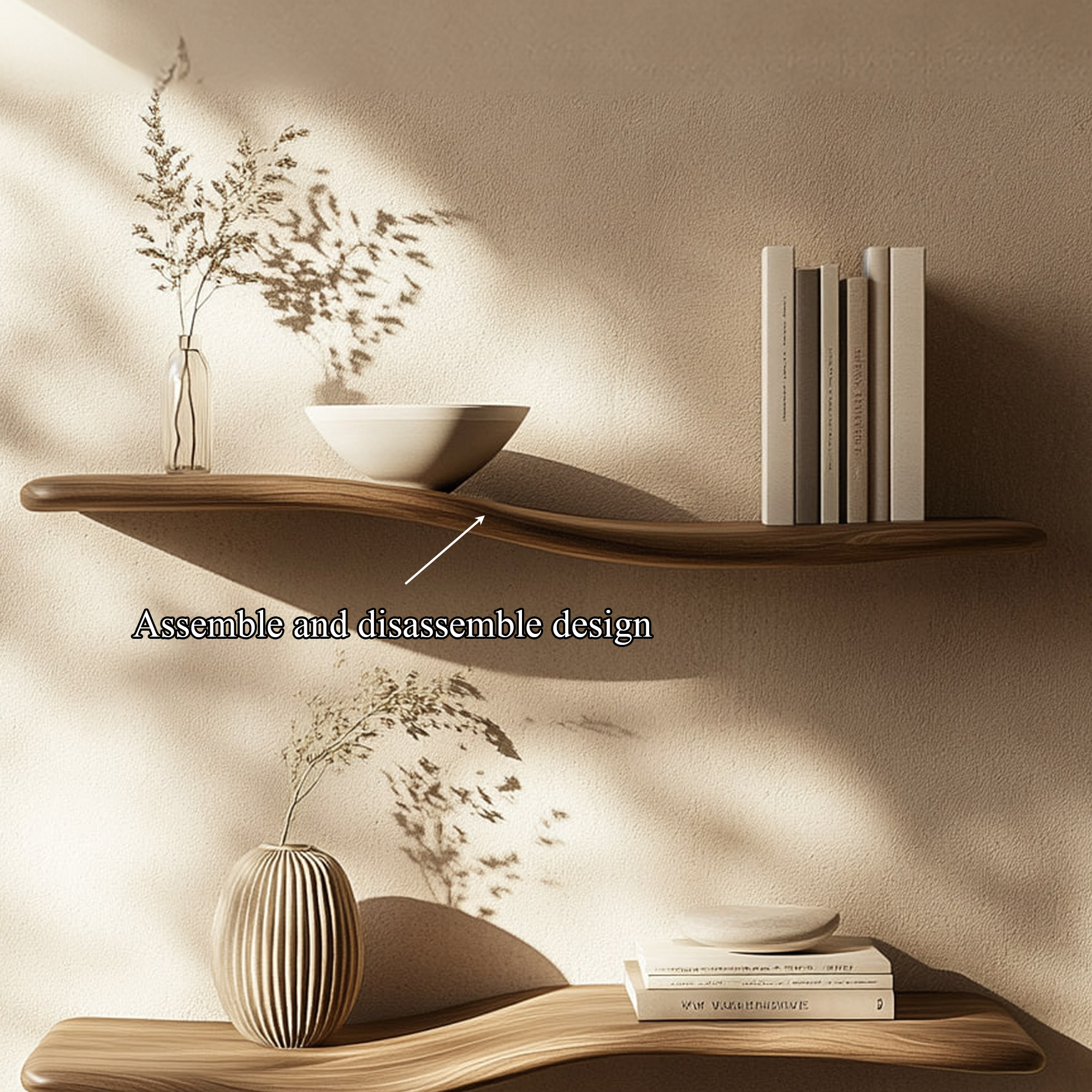 Rustic Curved Floating Shelf Handcrafted For Cozy Home Decor SINLKIFL314