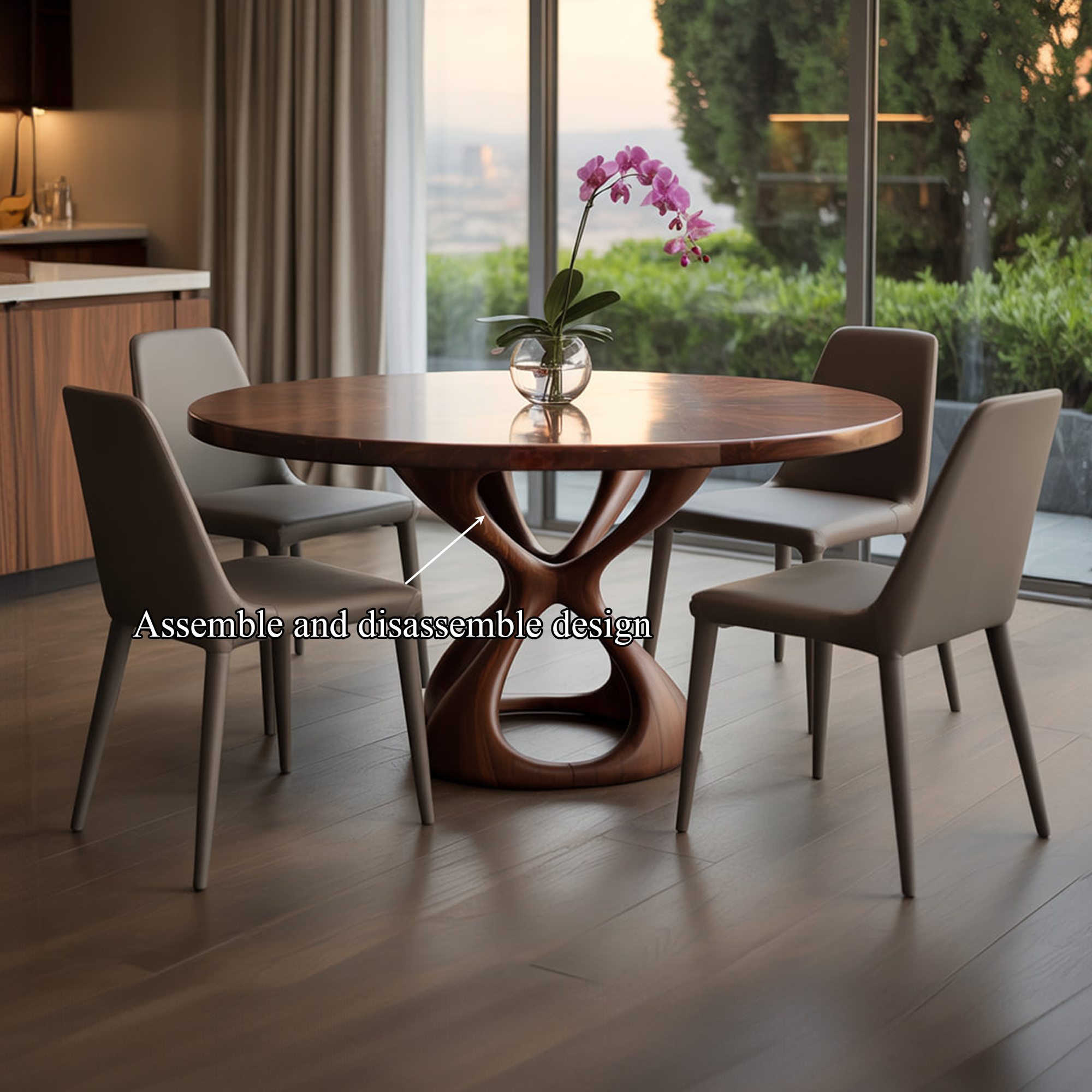 Modern Dining Table Sculptural Form Kitchen SINLKIDT126