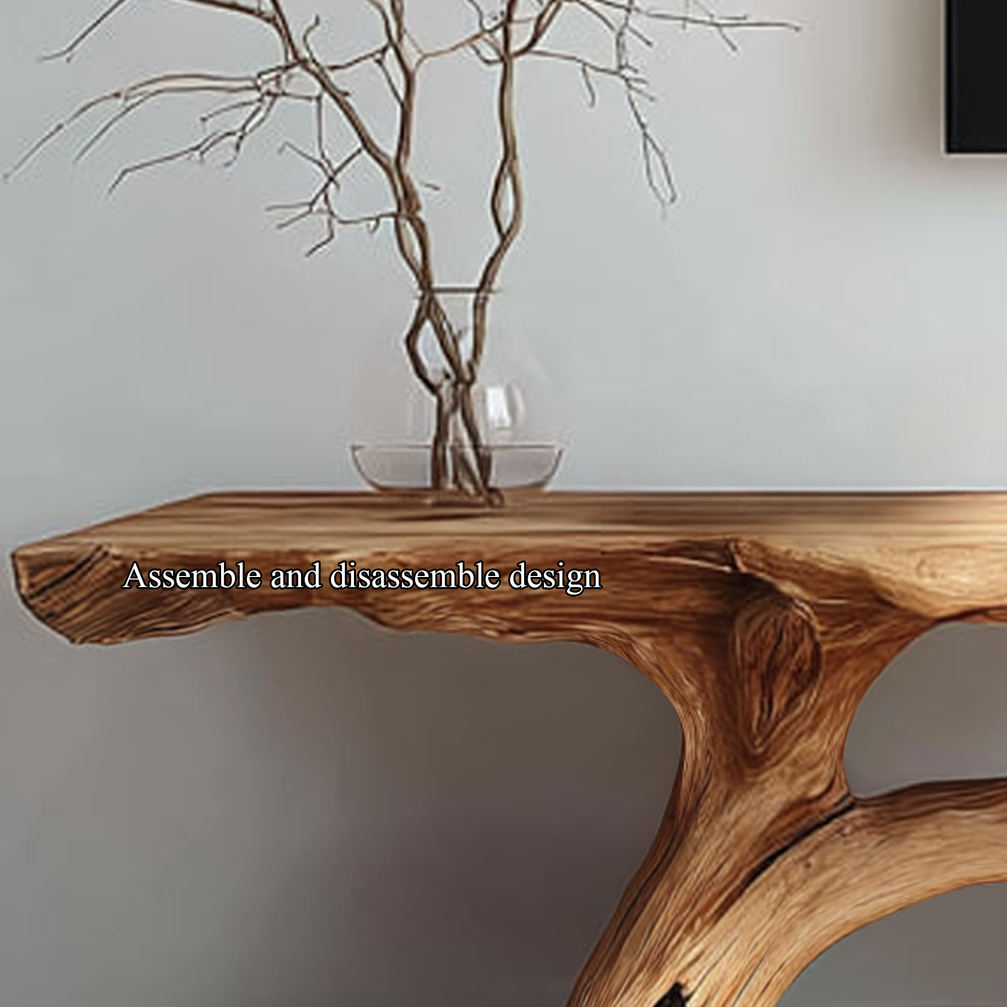 Rustic TV Console Table Live Edge Wood Root Base Living Room SINLKICS309