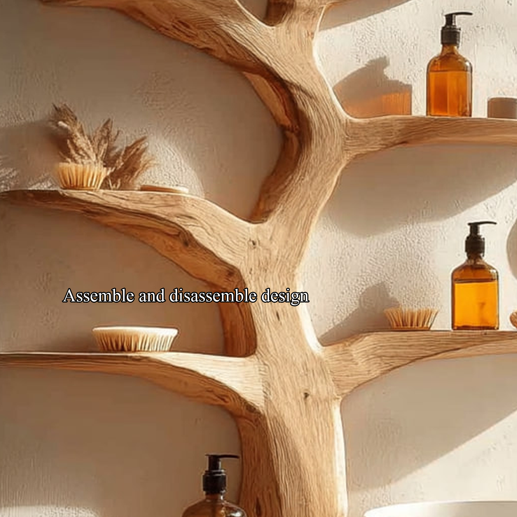 Rustic Wall Mounted Tree Shelf Bathroom Or Powder Space SINLKITBB013