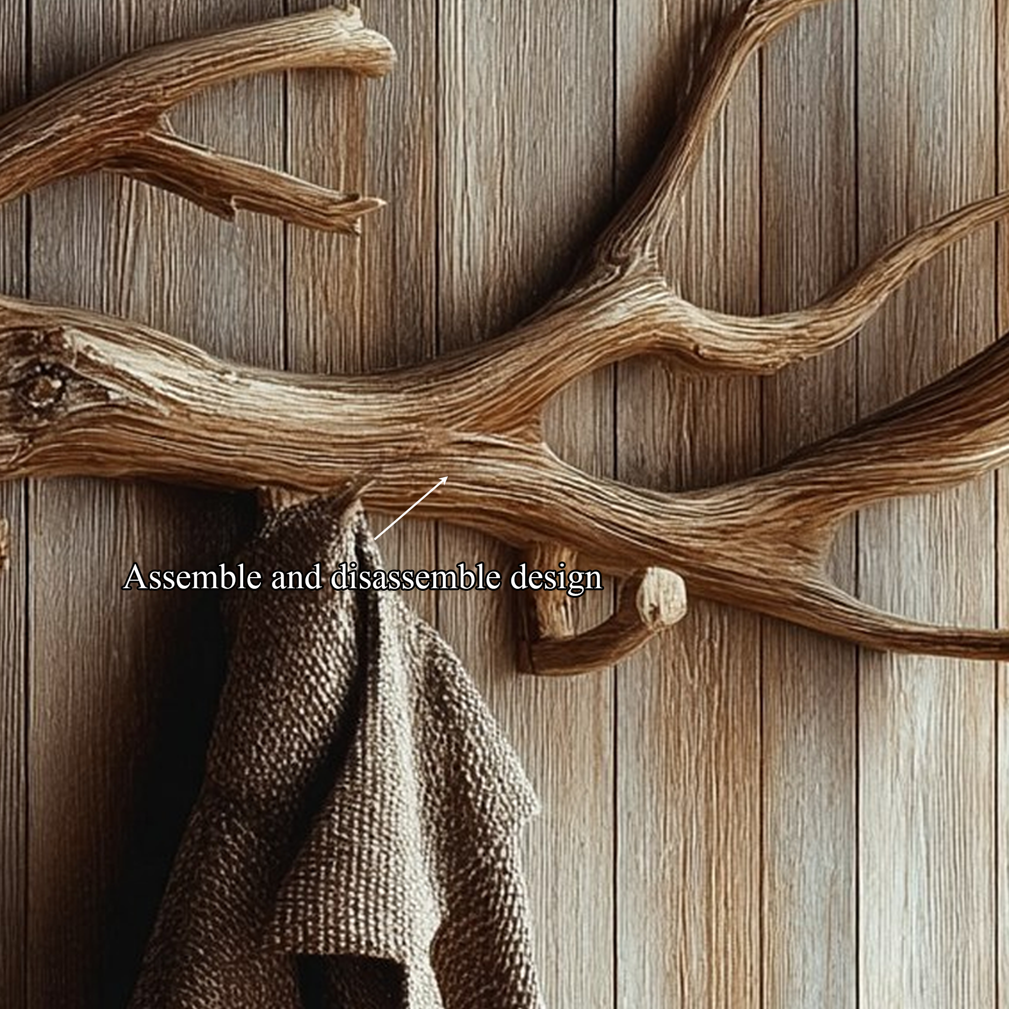 Rustic Tree Branch Wall Hook Handcrafted Solid Wood Entryway Decor SINLKITCR070