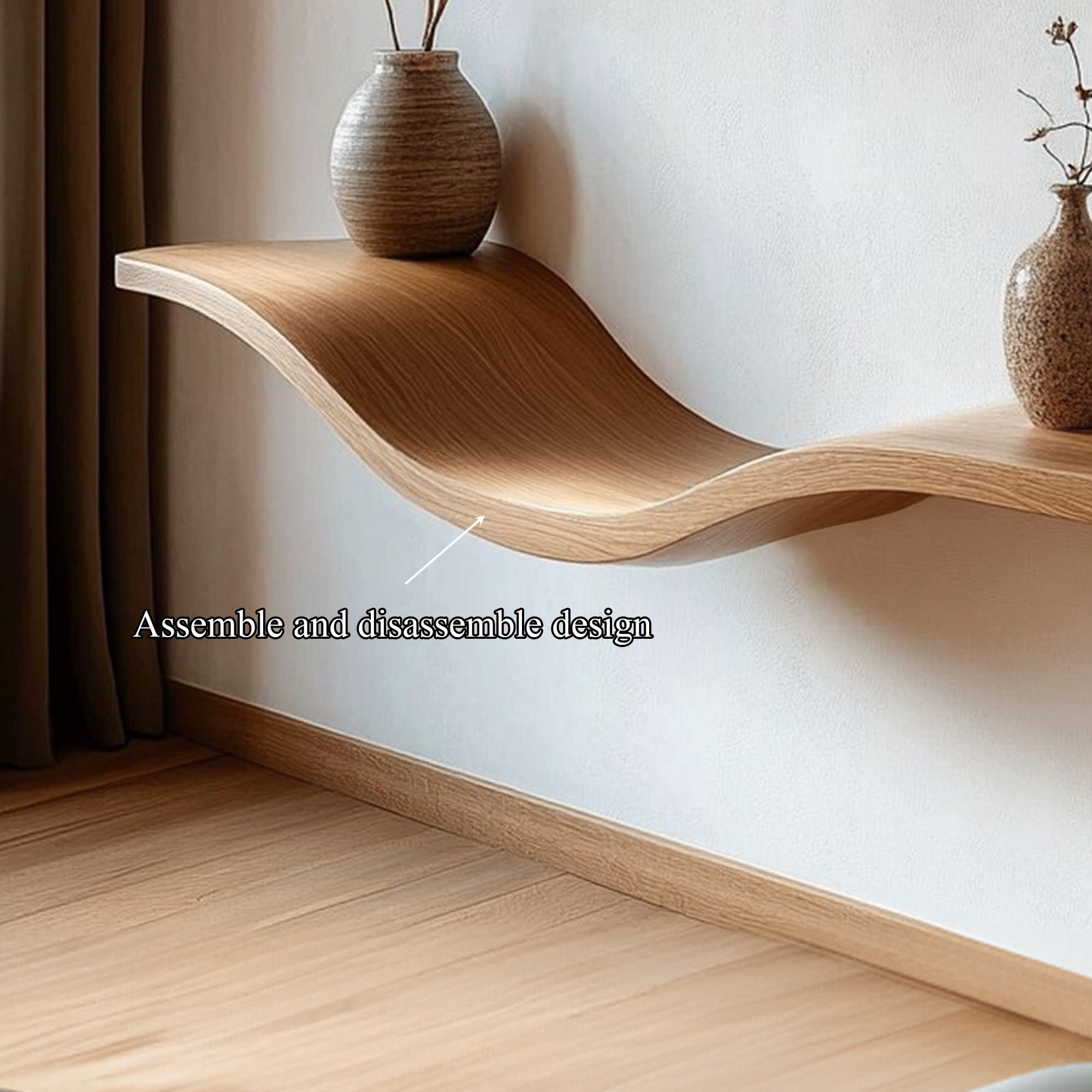 Modern Wave Wall Shelf For Living Room And Entryway SINLKIFL288