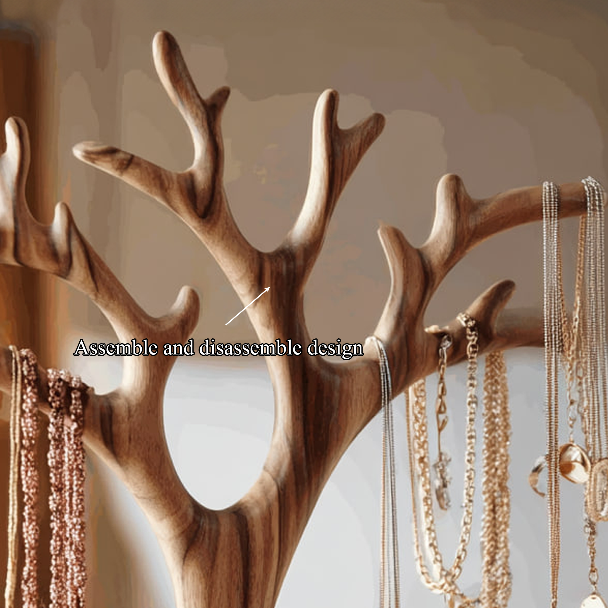 Organic Solid Walnut Jewelry Tree Organizer Stand SINLKITJR006