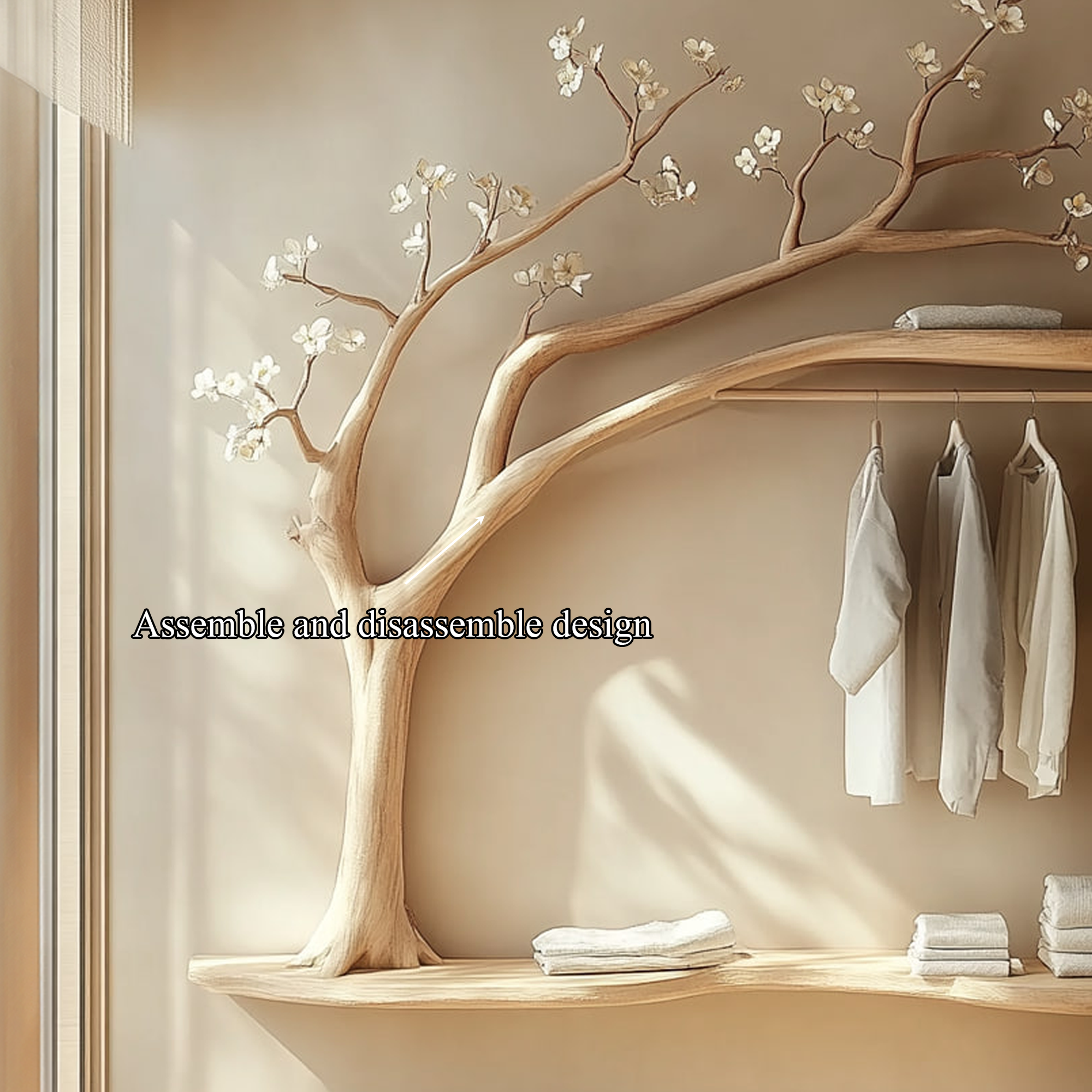 Scandinavian Tree Wardrobe Solid Wood Handcrafted Bedroom Storage SINLKITCR064