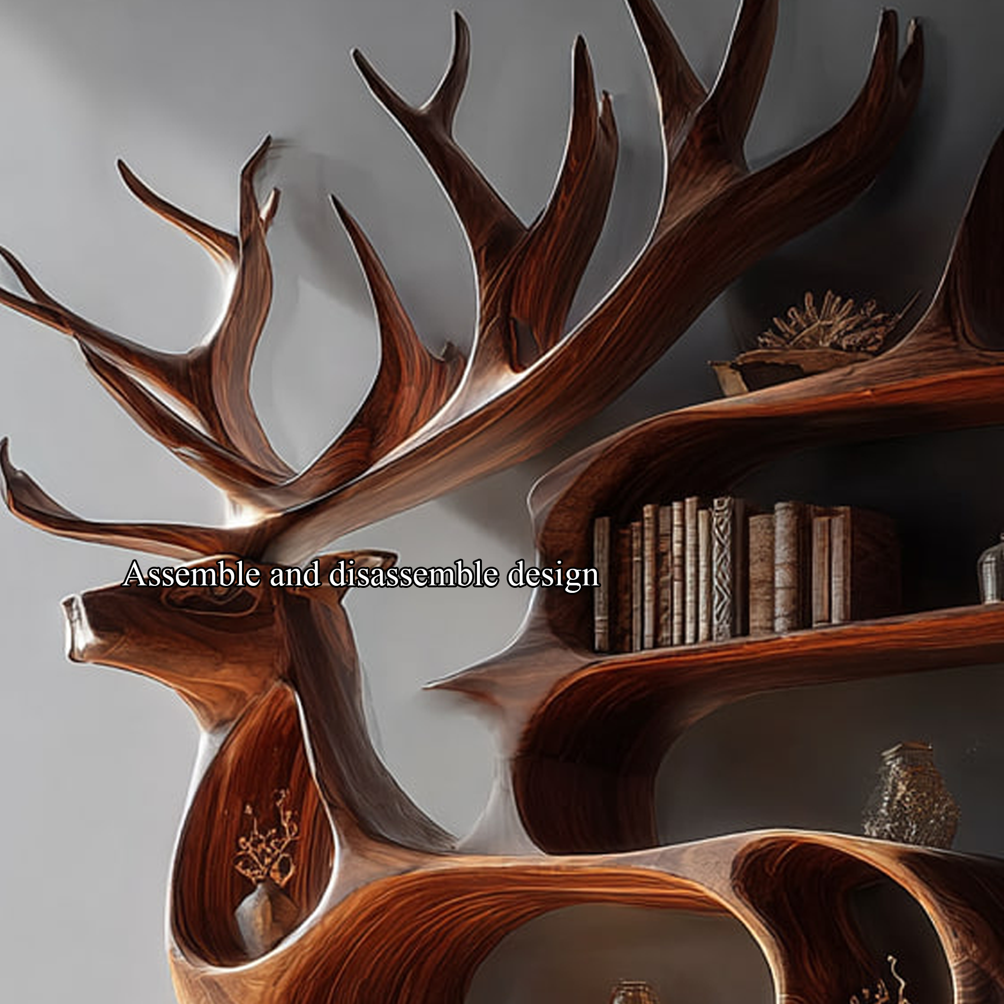 Rustic Deer Wall Shelf Artistic Bookshelf Living Room SINLKISC129