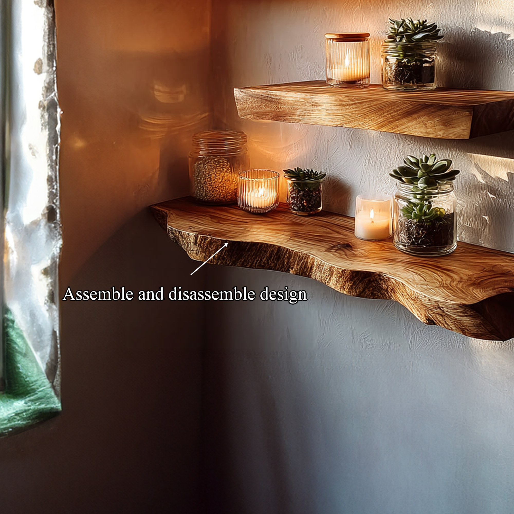 Rustic Corner Floating Shelves Modern Office Or Living Room SINLKIFL299