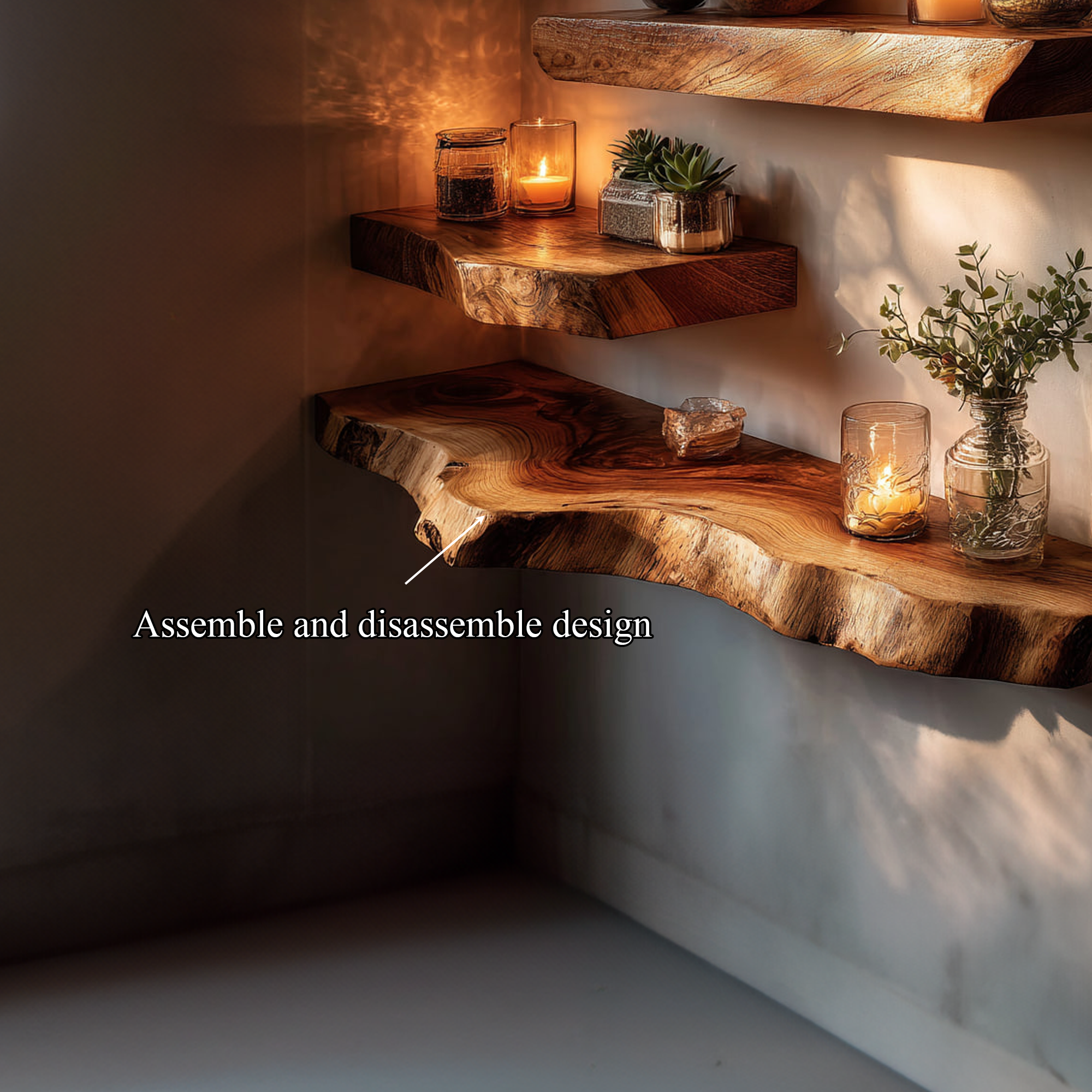 Organic Corner Floating Shelves Office Corner Or Study Room SINLKIFL300