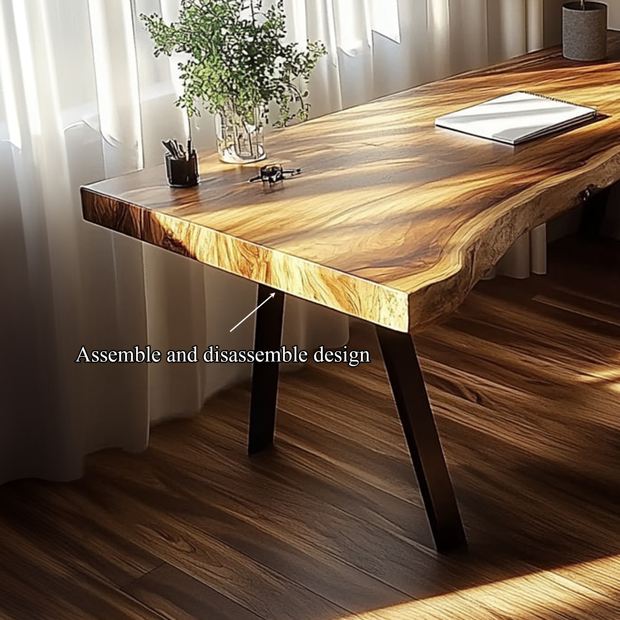Rustic Live Edge Modern Desk Living Room And Office Space SINLKIDK015
