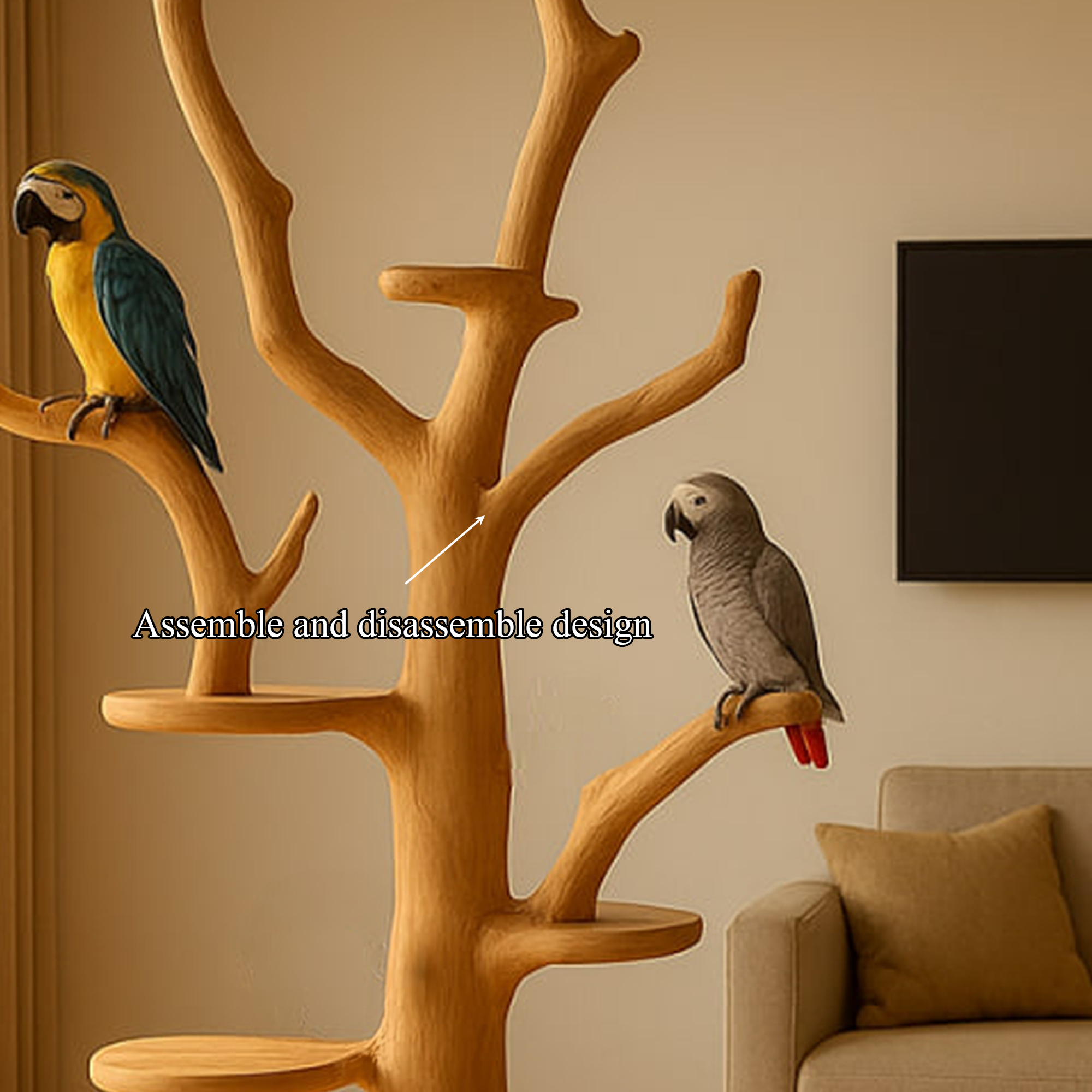Rustic Wooden Parrot Tree Stand Living room SINLKITT065
