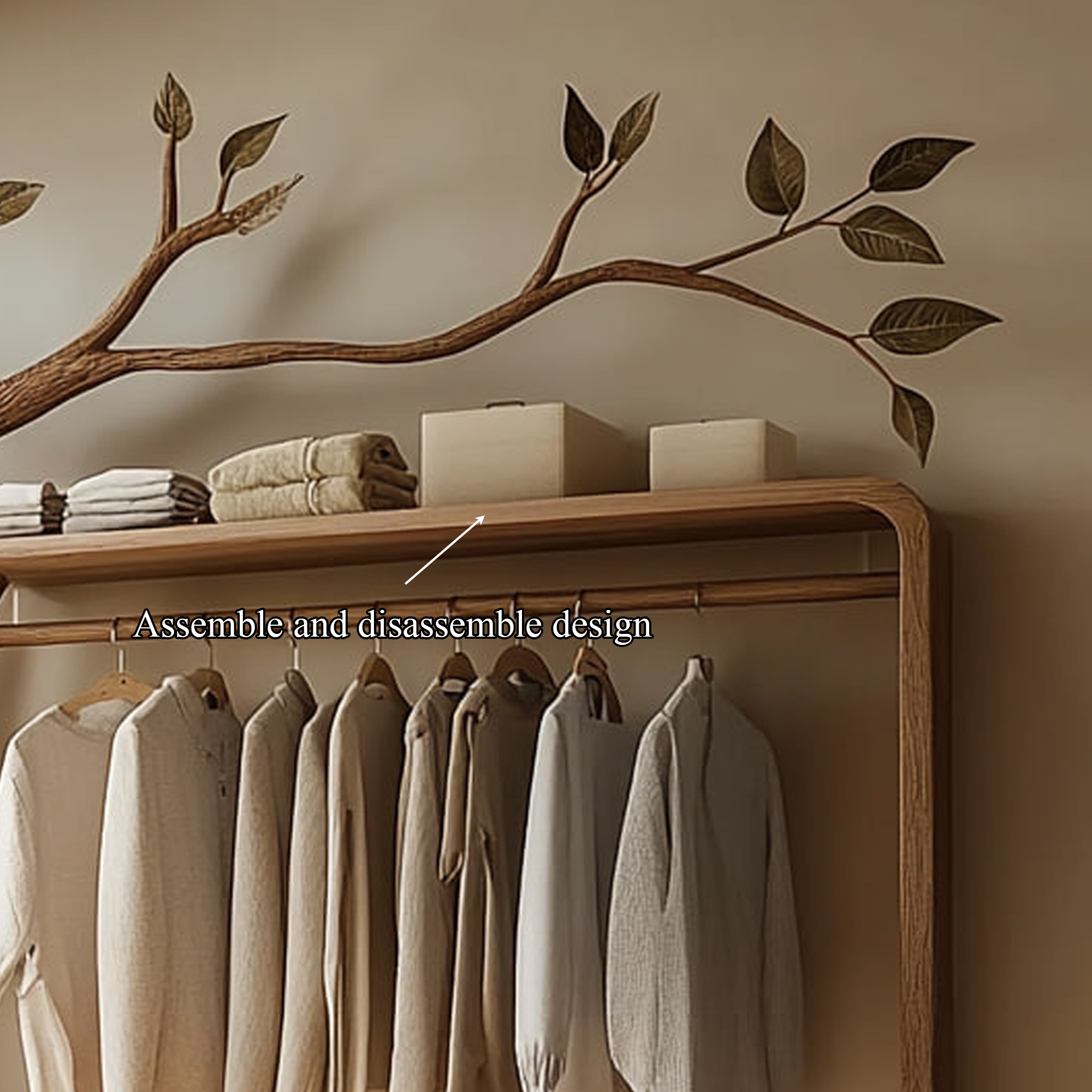 Rustic Solid Wood Tree Clothing Stand Natural Home SINLKITCR051