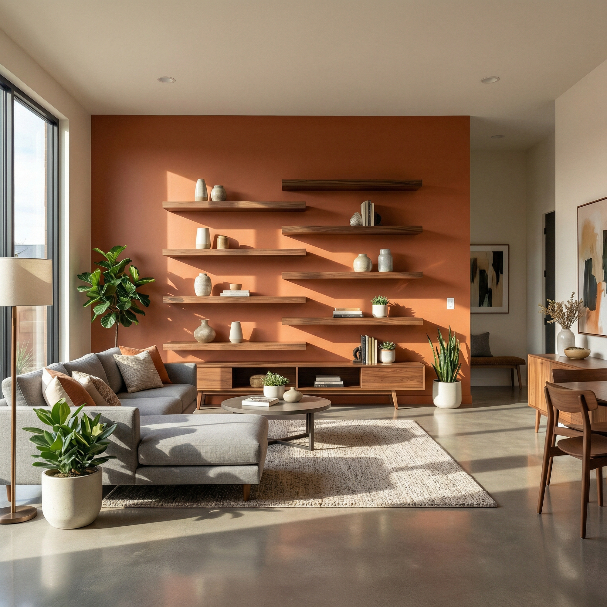Modern Asymmetrical Floating Wall Shelves Solid Wood Statement Display SINLKIFL484
