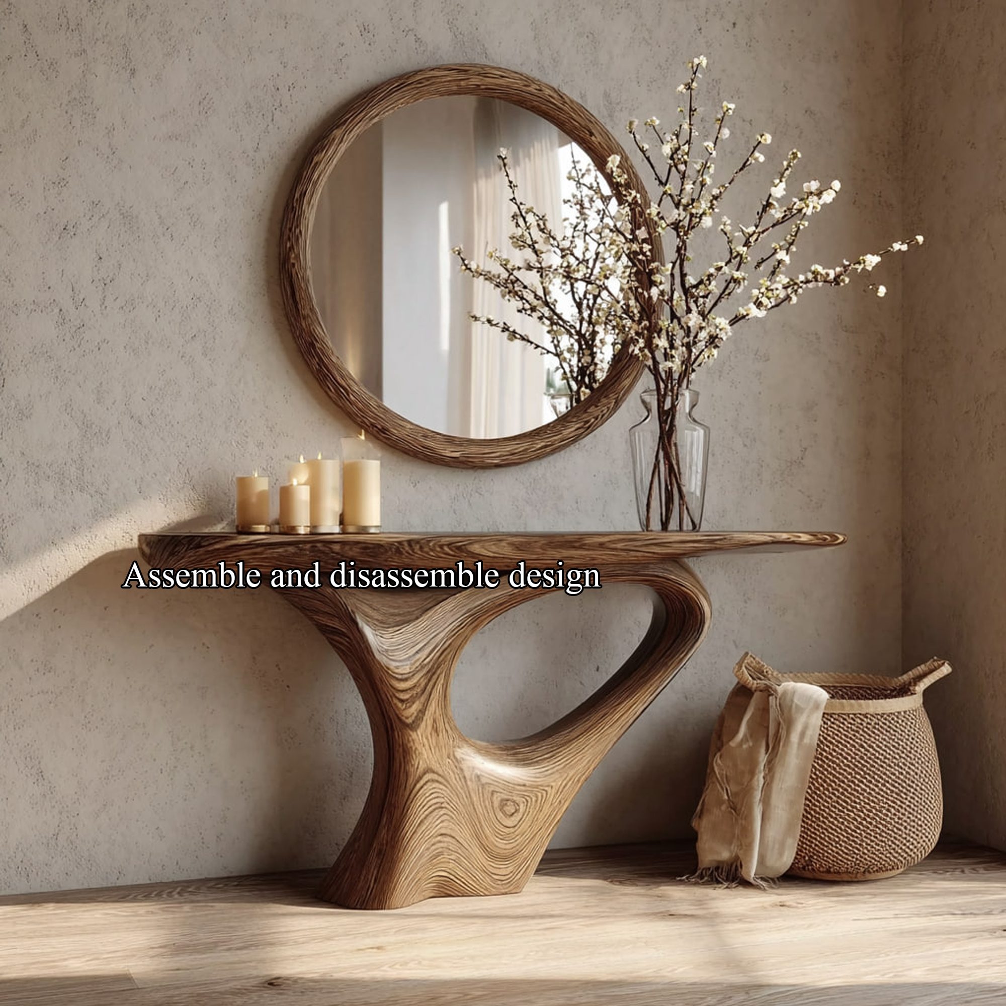 Mid Century Organic Console Table Living Room Or Entryway SINLKICS279