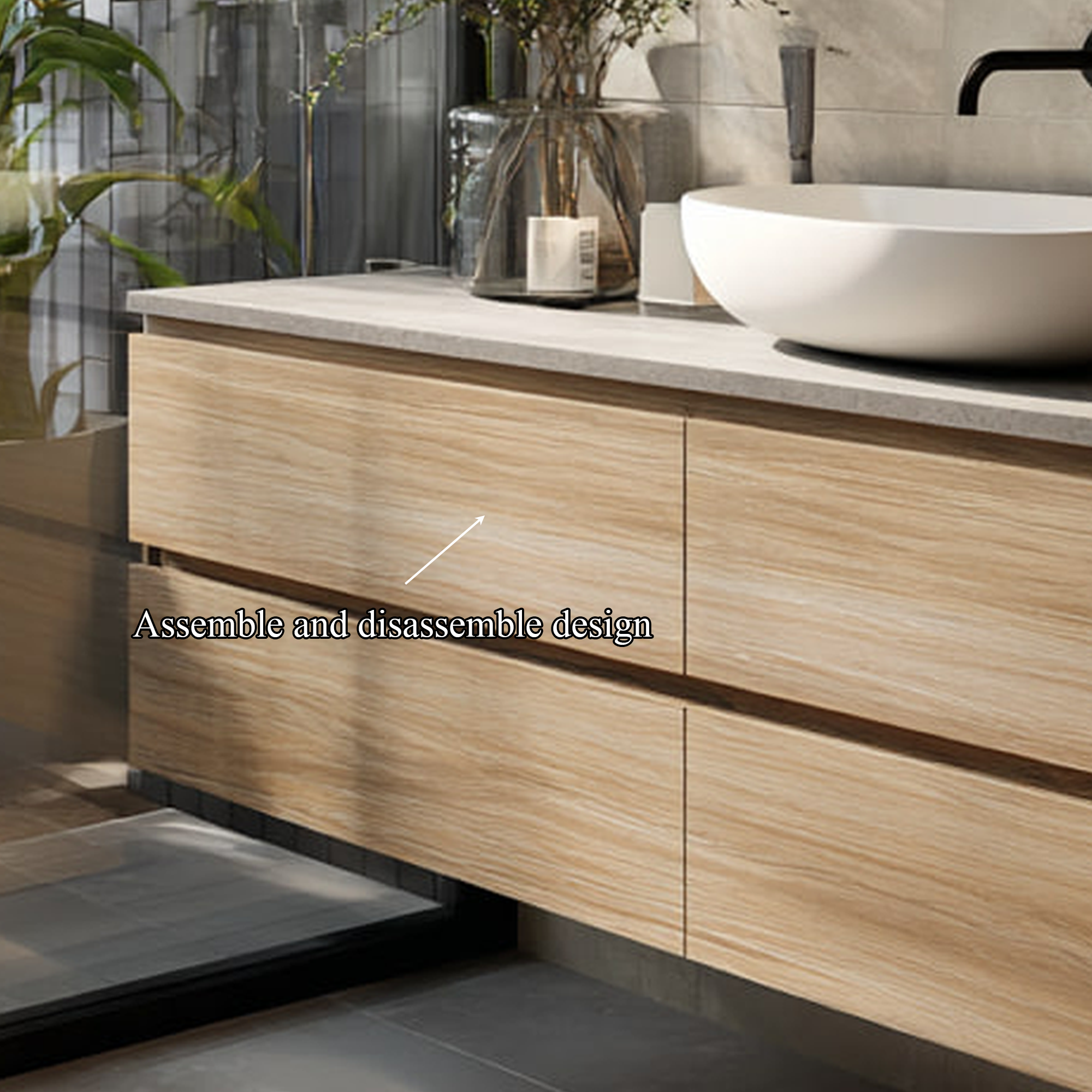 Rustic Bathroom Vanity Cabinet Natural Wood Wall Mounted Vanity SINLKIBRV203