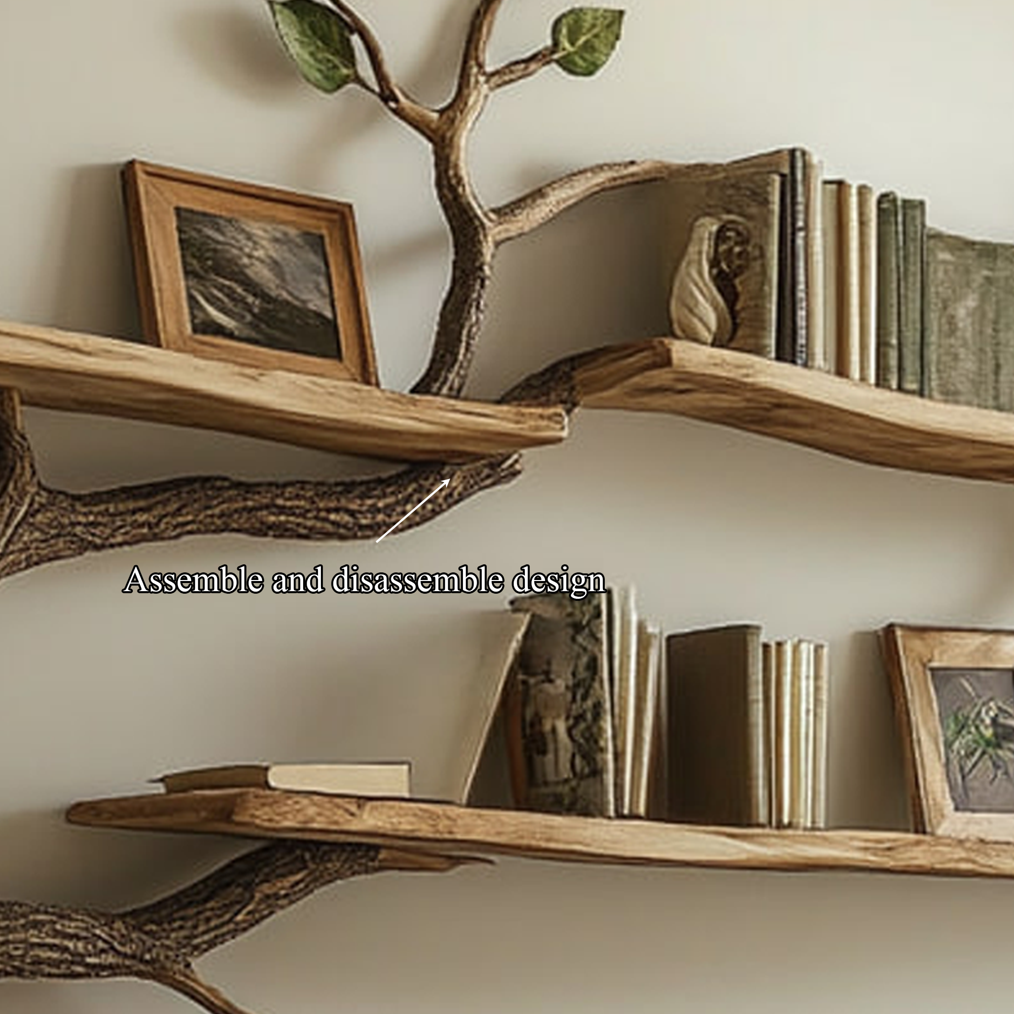 Rustic Tree Branch Bookshelf Natural Living Bedroom SINLKITBS069