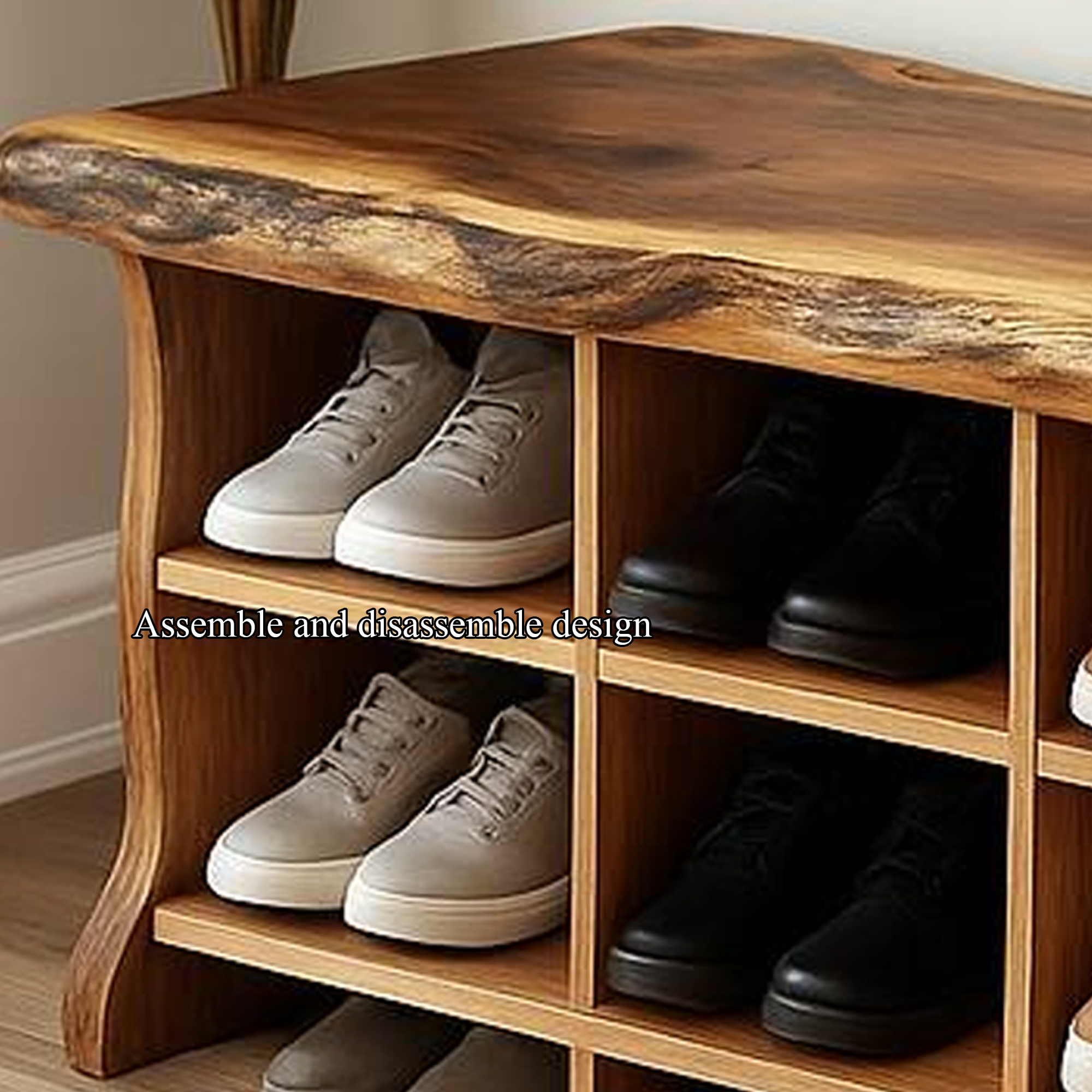 Rustic Shoe Storage Bench Entryway SINLSB047